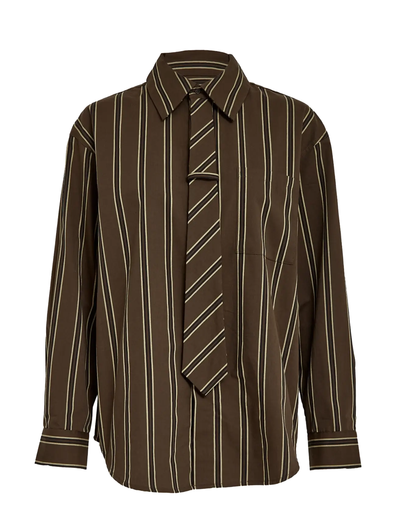 Minus MSJanine Shirt - Hemden - TIRAMISU STRIPED / brown