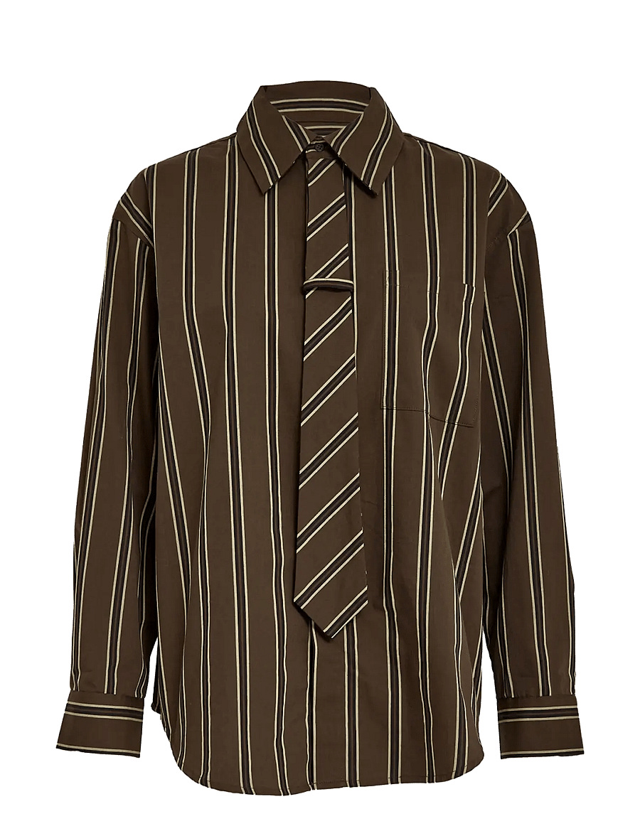 Minus - MSJanine Shirt - langärmlige hemden - tiramisu striped - 0