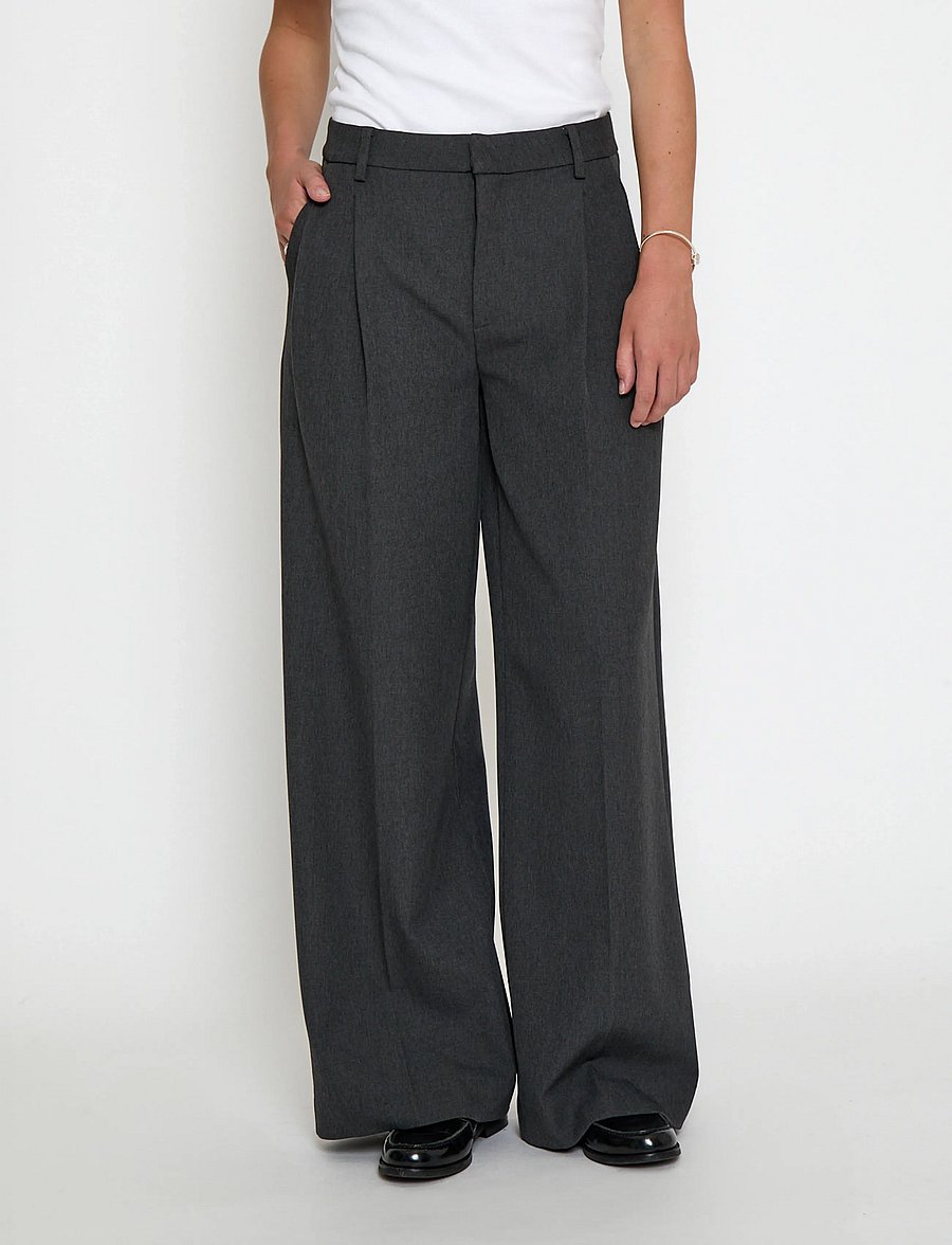 Minus - MSVivianne Mid Waist Pant - hosen mit weitem bein - dark grey - 0