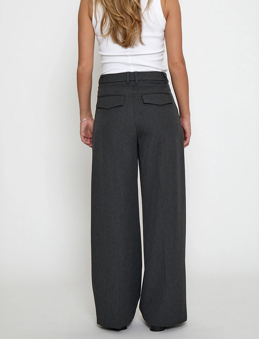 Minus - MSVivianne Mid Waist Pant - hosen mit weitem bein - dark grey - 2