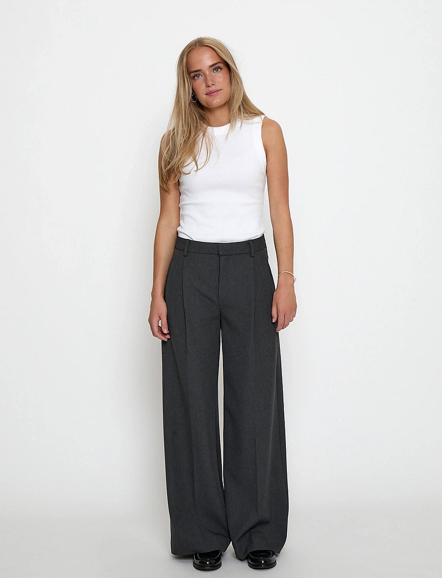 Minus - MSVivianne Mid Waist Pant - hosen mit weitem bein - dark grey - 3