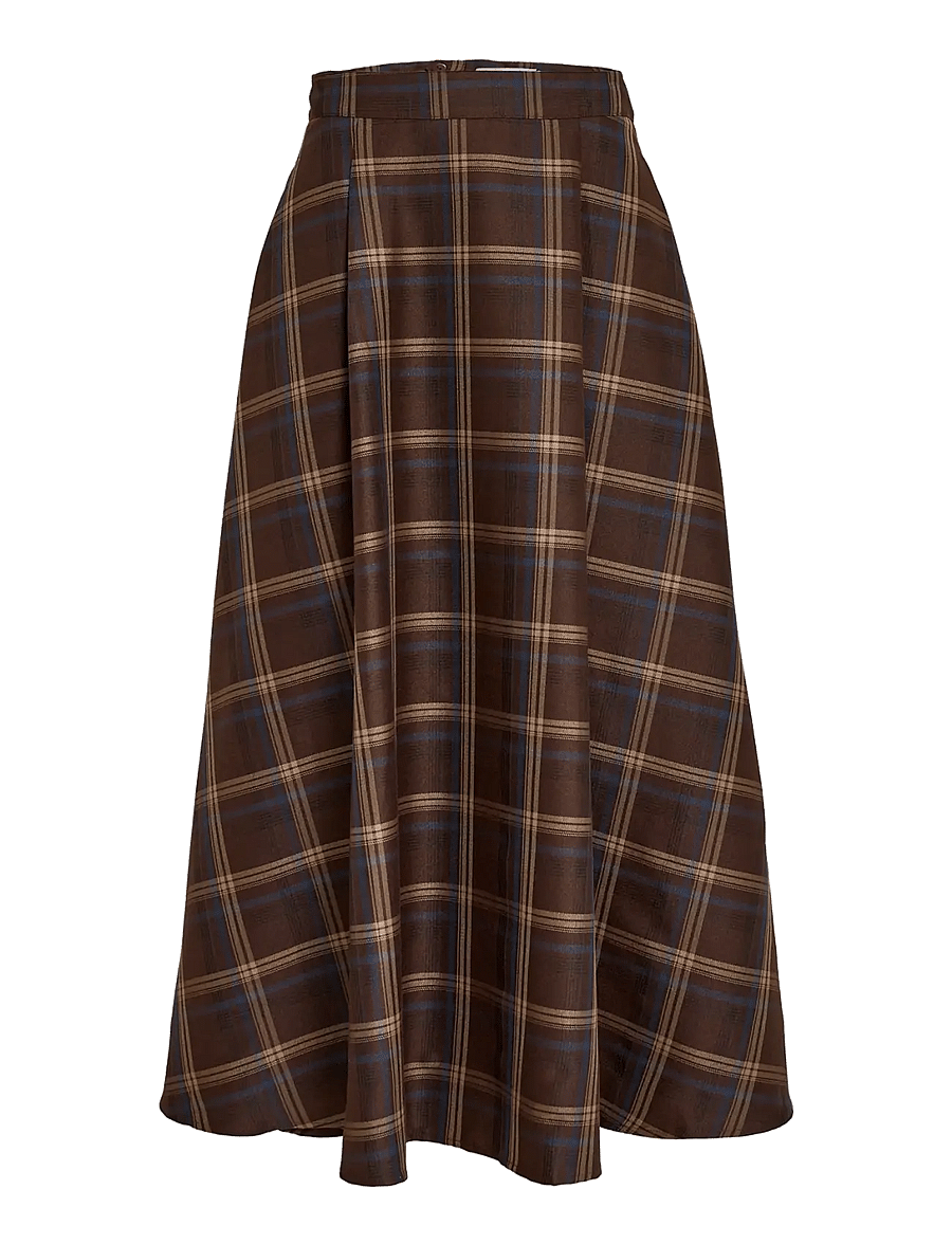 Minus - MSChristel Midi Skirt - midi nederdele - tiramisu checked - 1