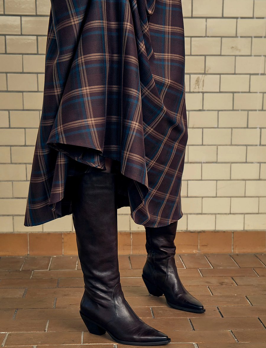 Minus - MSChristel Midi Skirt - midi nederdele - tiramisu checked - 2