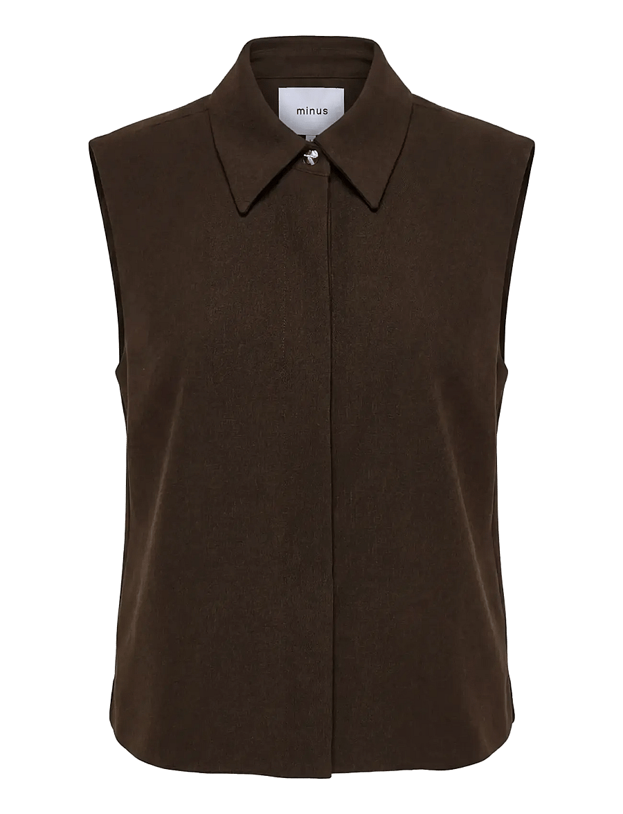 Minus - MSLisa Vest - sleeveless blouses - bracken brown - 1