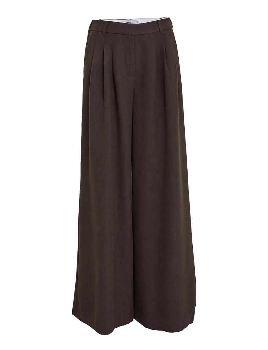 Minus - MSViona Mid Waist Pant - wide leg trousers - bracken brown - 1