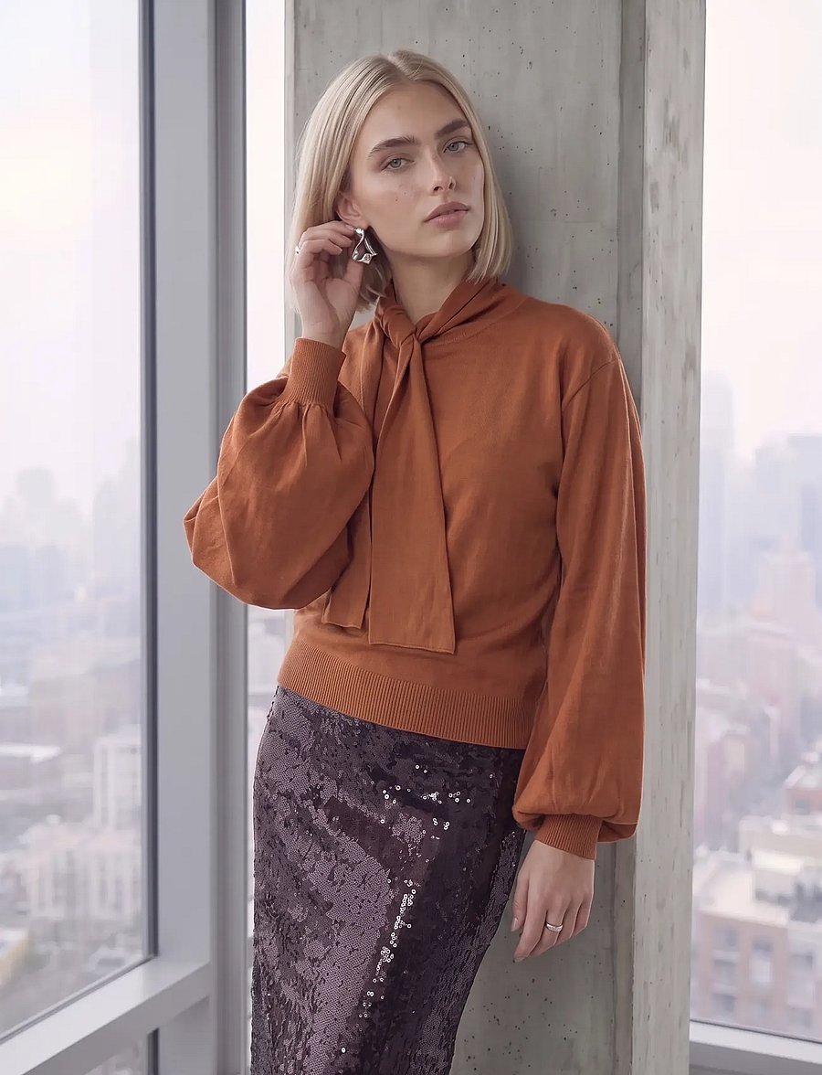Minus - MSRochelle Knit Pullover - long sleeved blouses - mocha bisque - 0