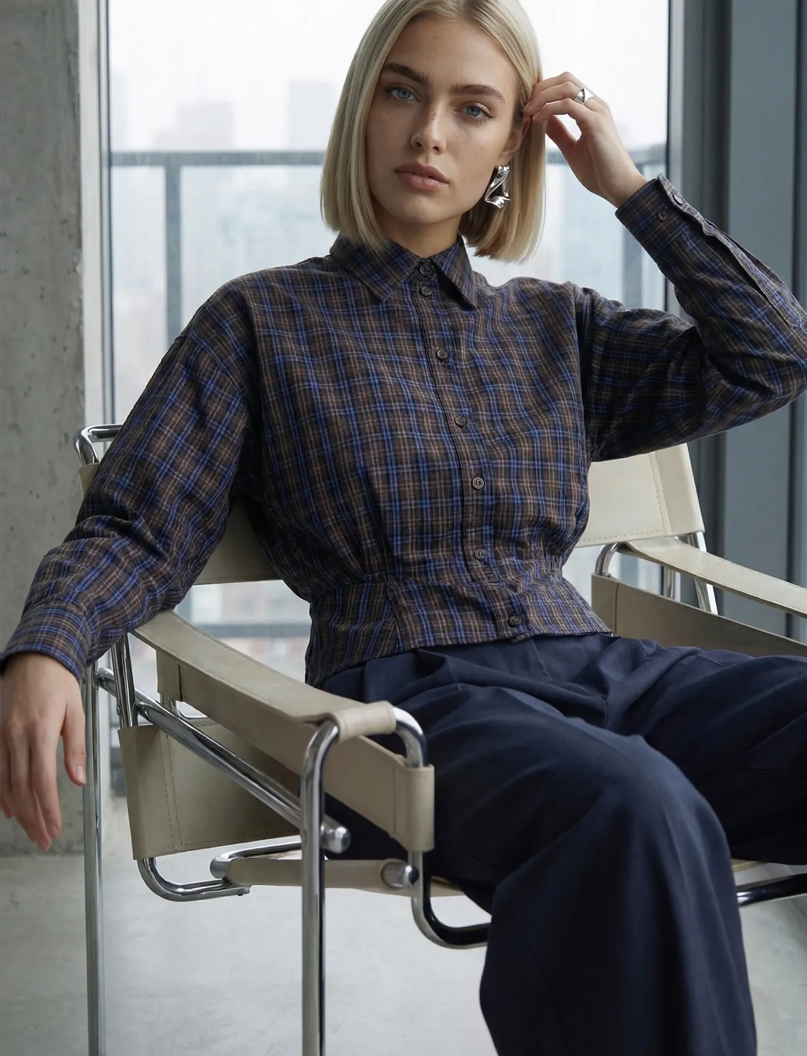 Minus - MSChristi Shirt - royal blue checked - 0