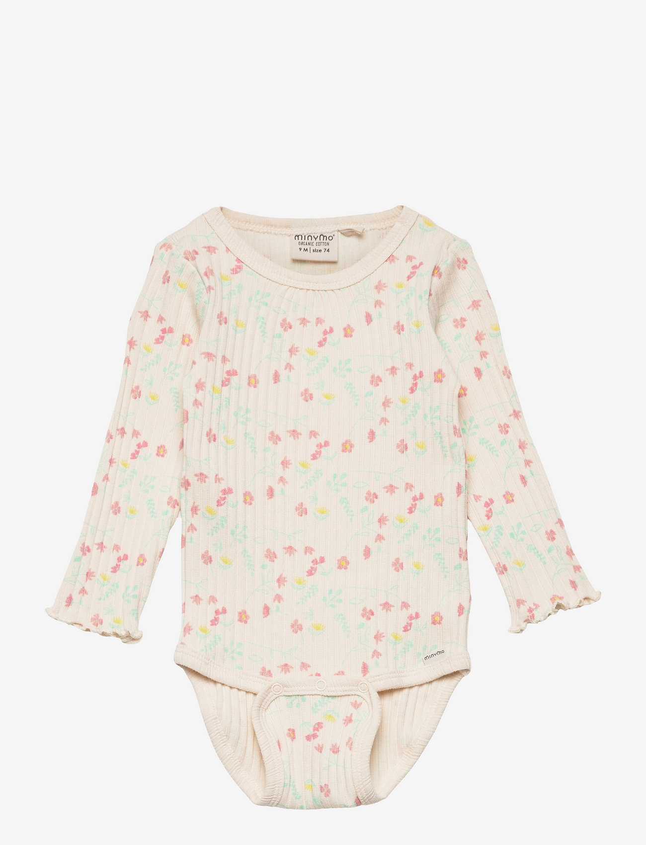 Minymo - Body LS Rib AOP - white swan - 0