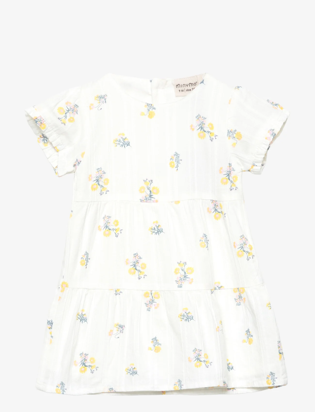 Minymo - Dress SS AOP - short-sleeved casual dresses - snow white - 0