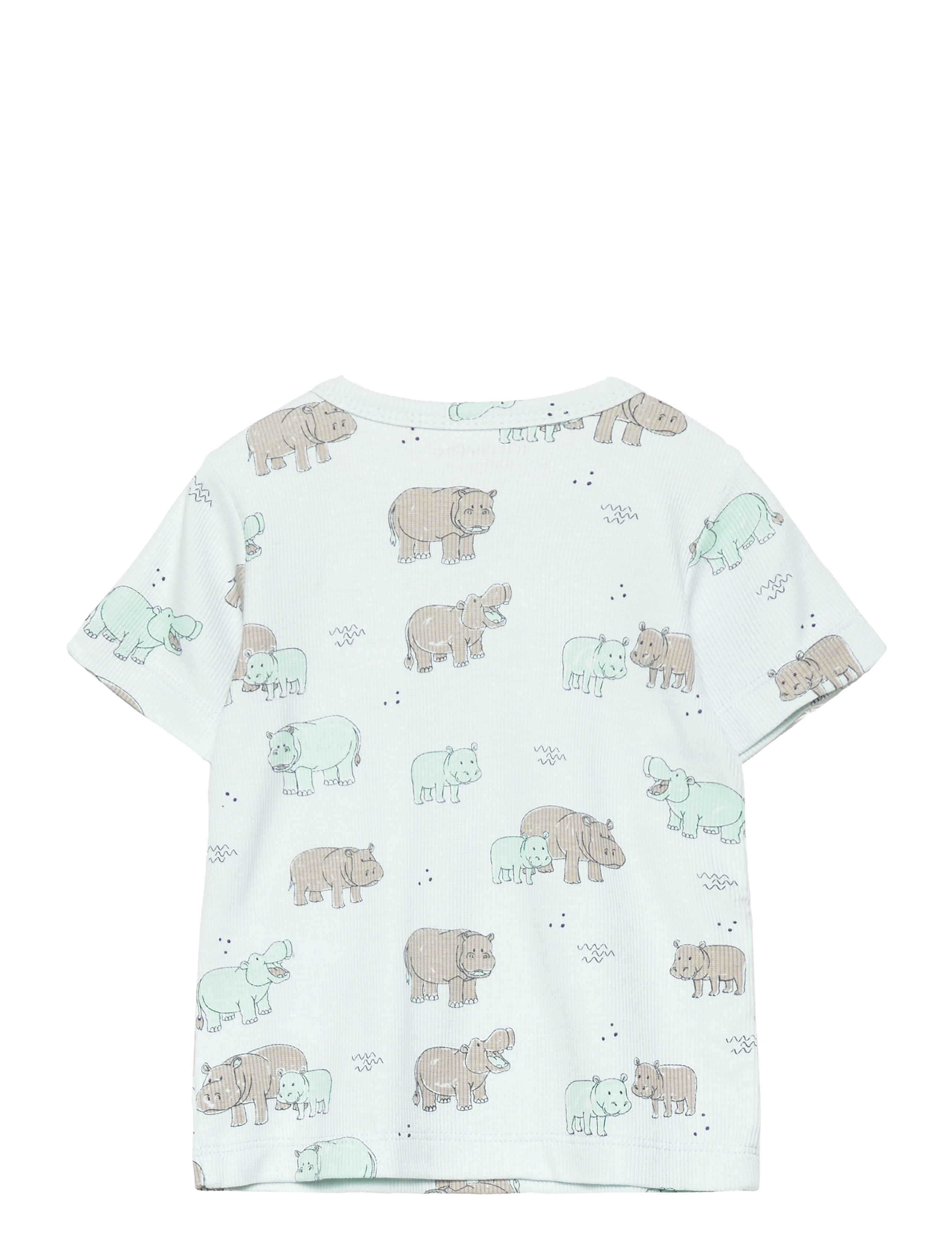Minymo - T-shirt SS AOP Rib - whispering blue - 1