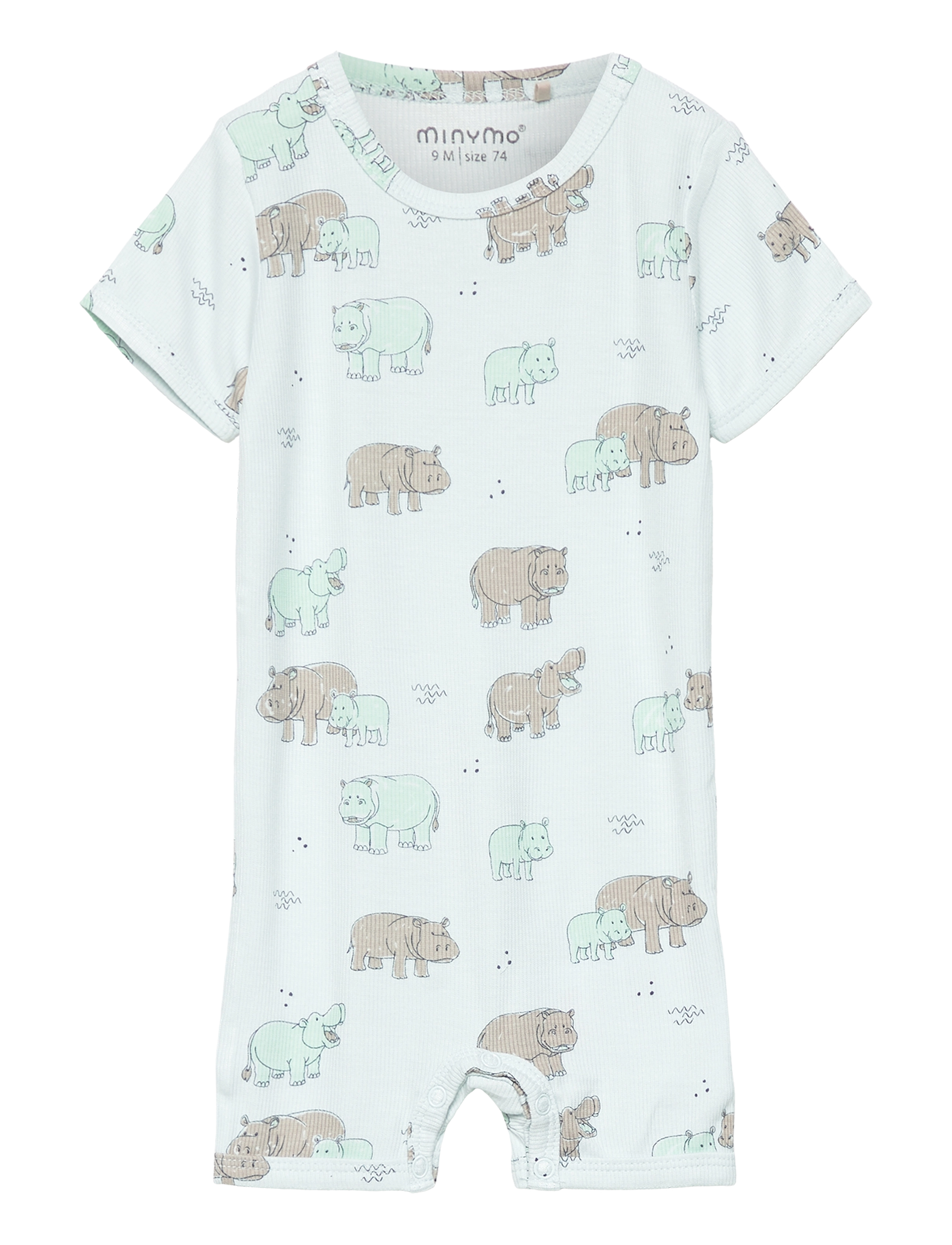 Minymo - Suit SS AOP Rib - whispering blue - 0