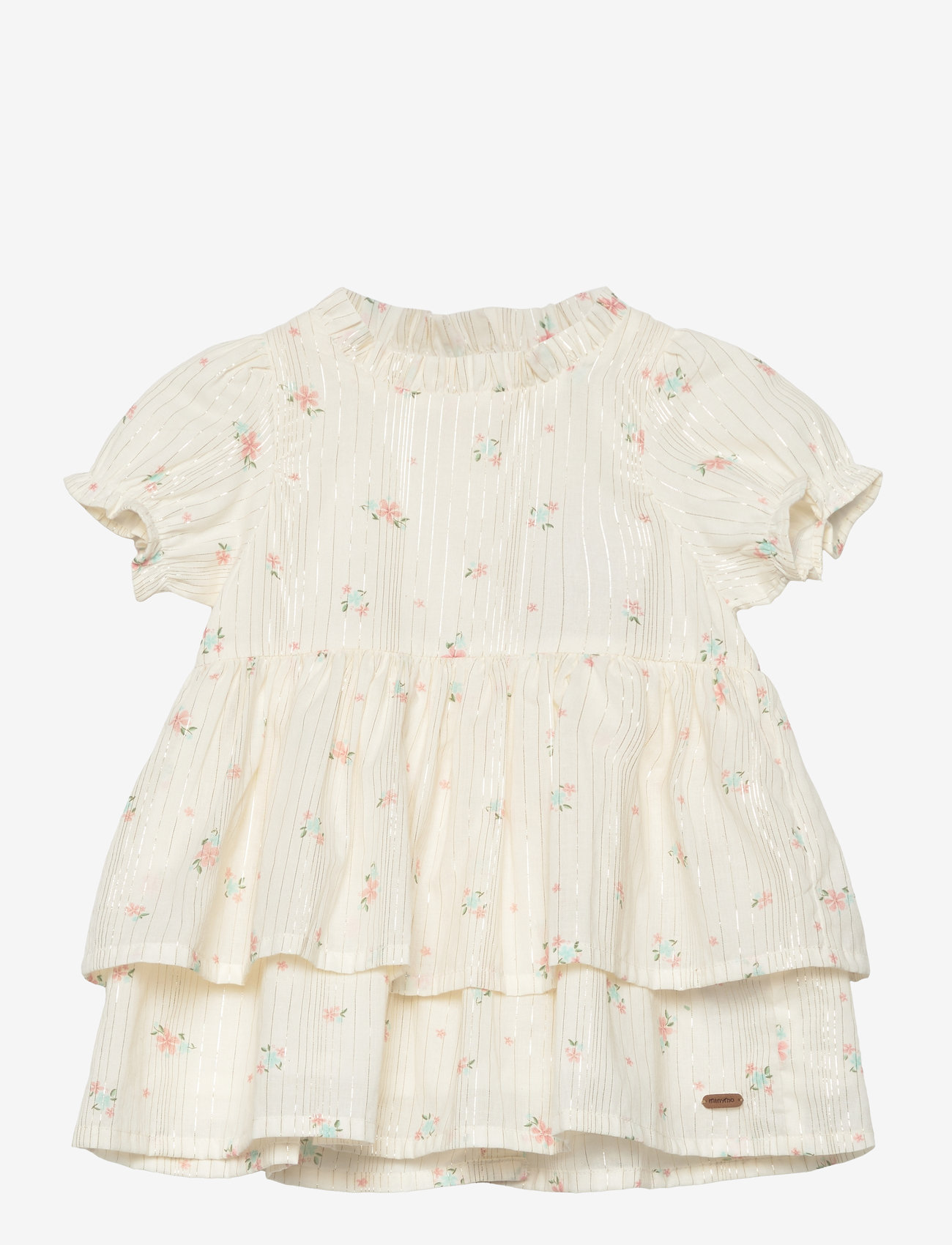 Minymo - Dress SS AOP w. Lining - eggnog - 0
