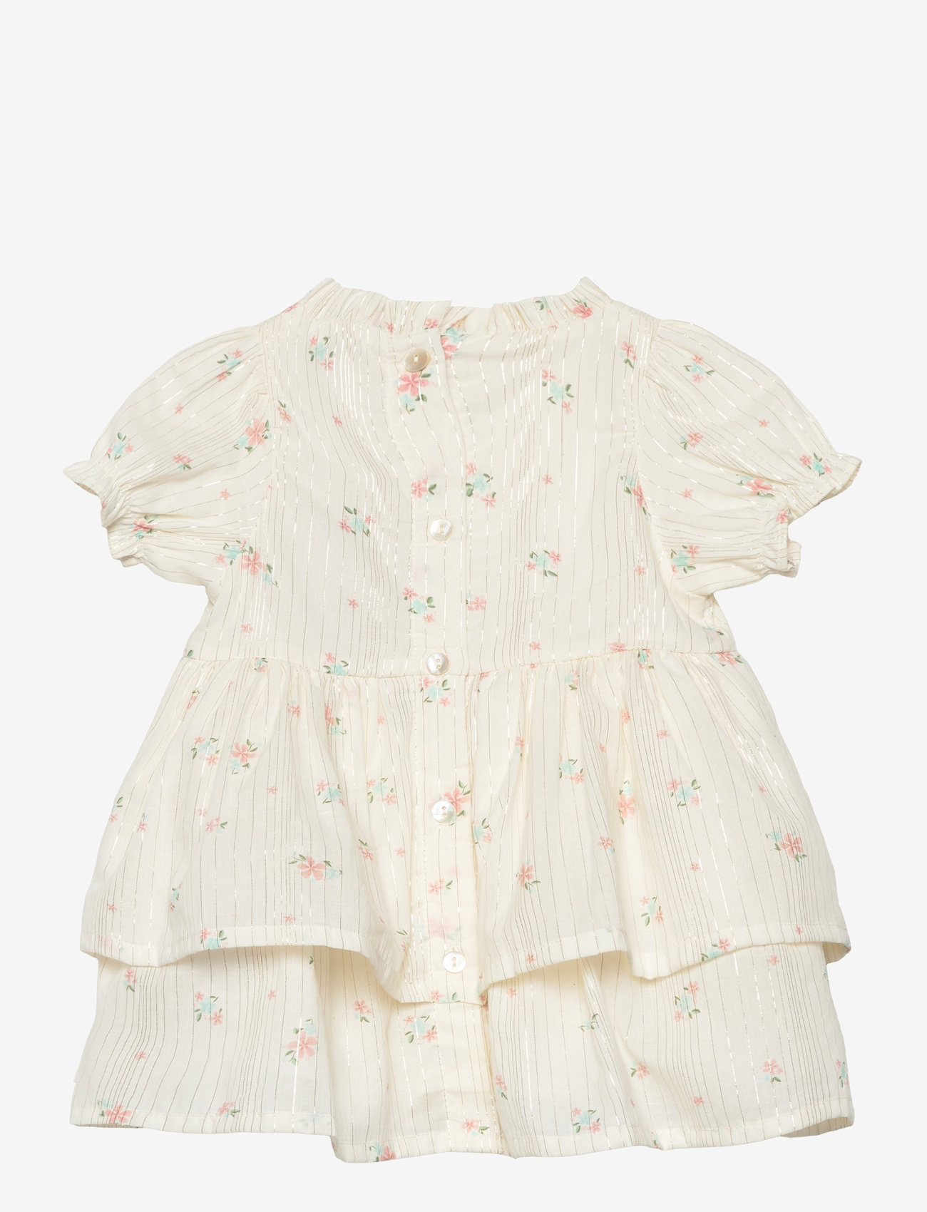 Minymo - Dress SS AOP w. Lining - eggnog - 1
