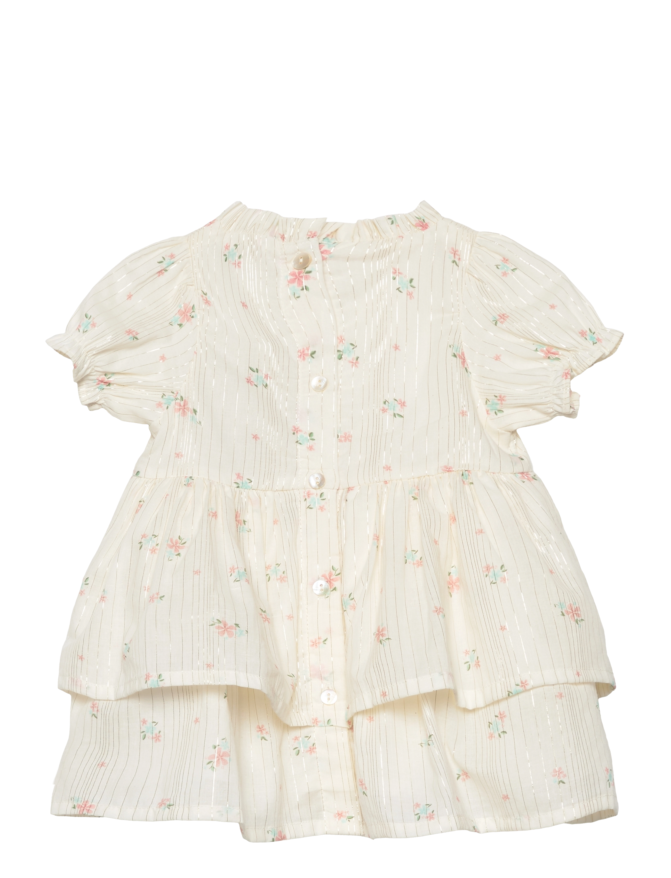 Minymo - Dress SS AOP w. Lining - eggnog - 1