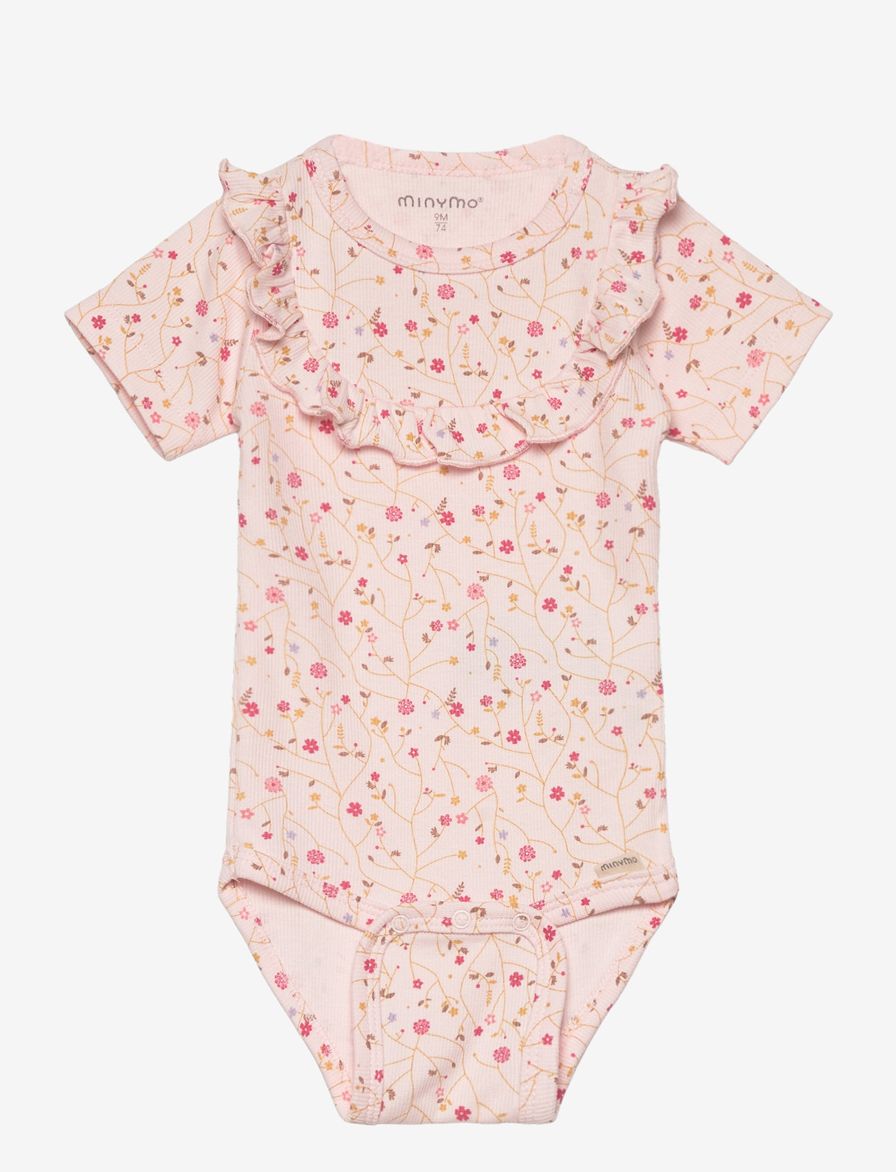 Minymo - Body SS AOP Rib - pink dogwood - 0