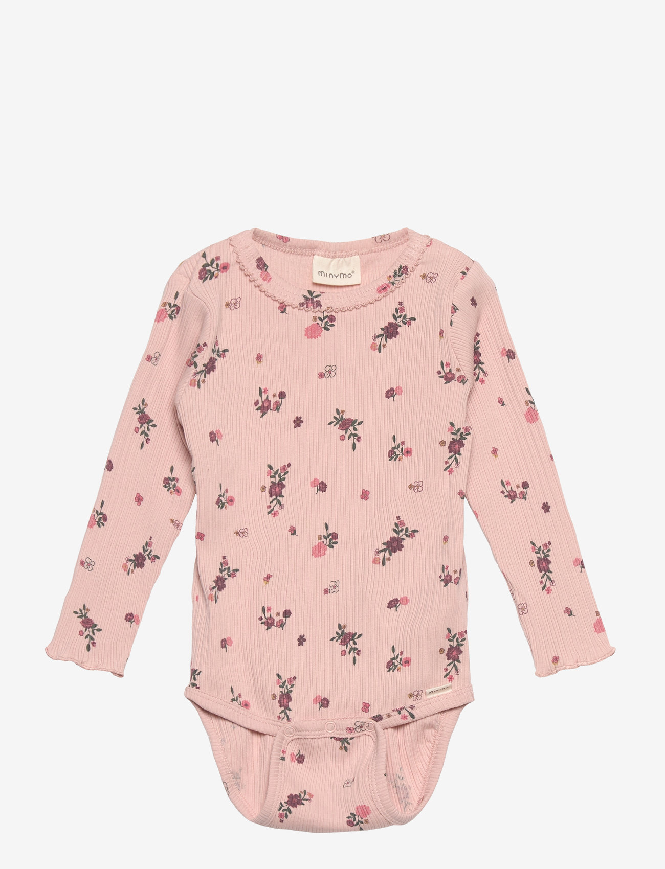 Minymo - Body LS AOP Rib - pattern long-sleeved bodies - sepia rose - 0
