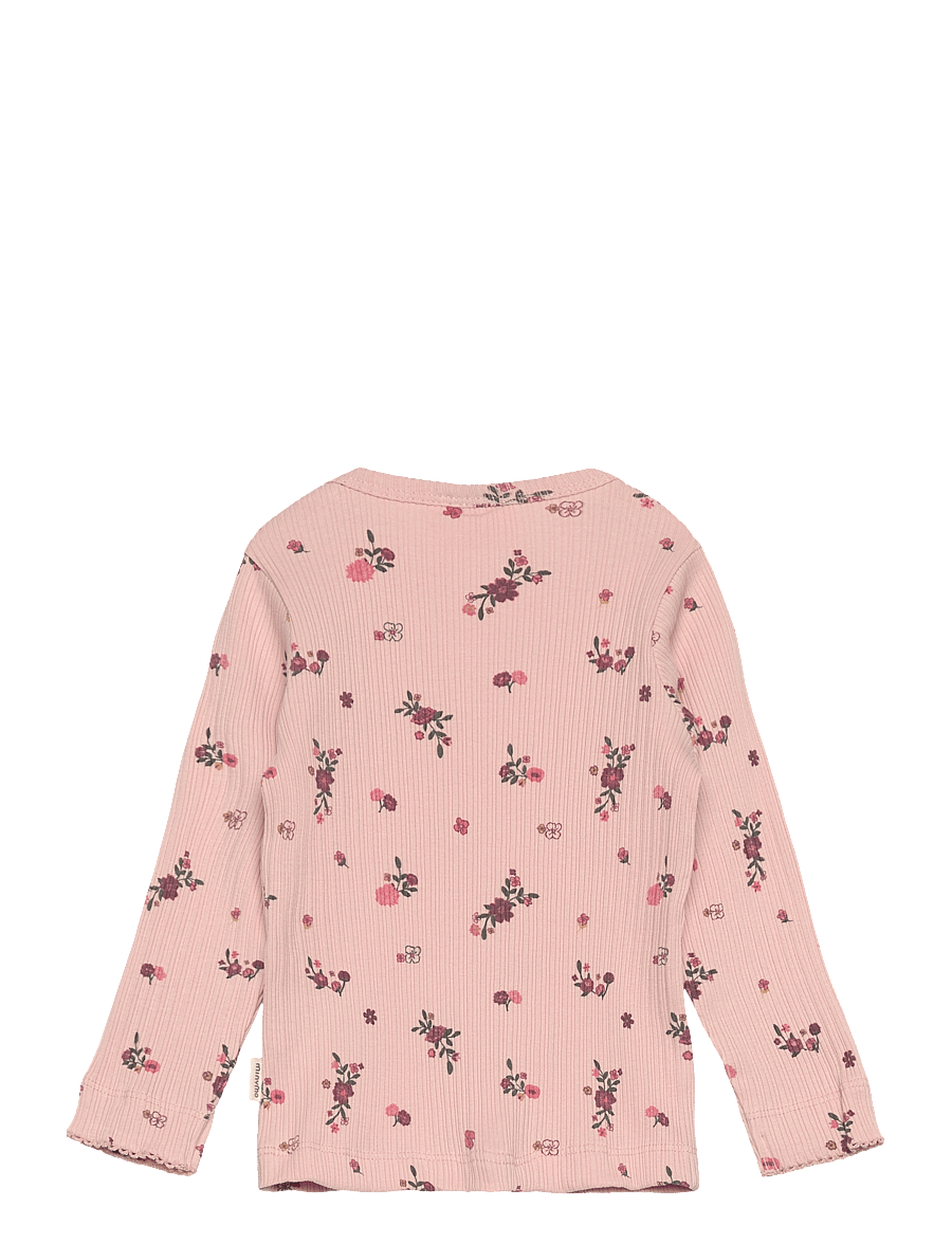 Minymo - T-shirt LS AOP Rib - sepia rose - 1