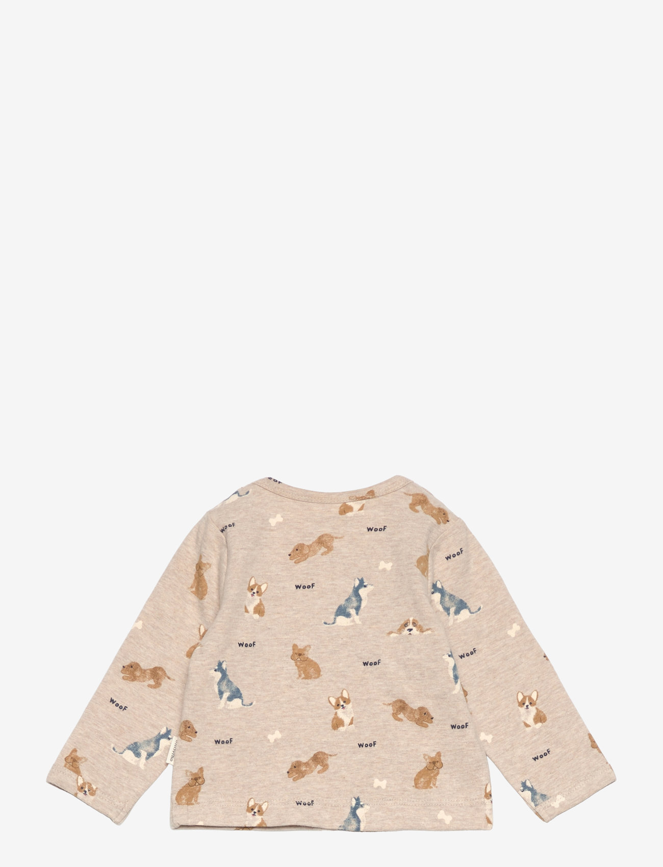 Minymo - T-shirt LS AOP - beige melange - 1