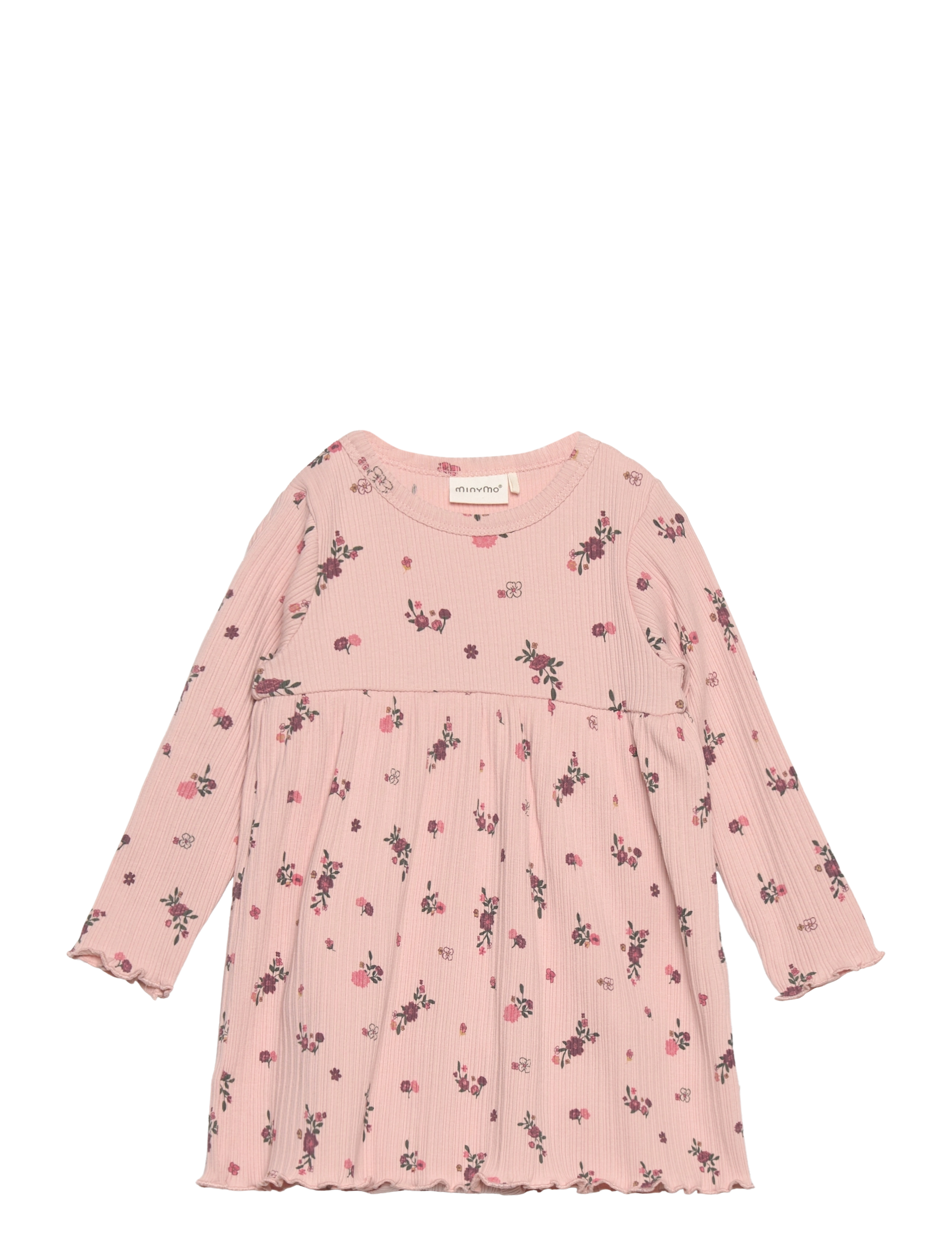 Minymo Dress LS AOP Rib - Kjoler & Nederdele - SEPIA ROSE / pink/rose