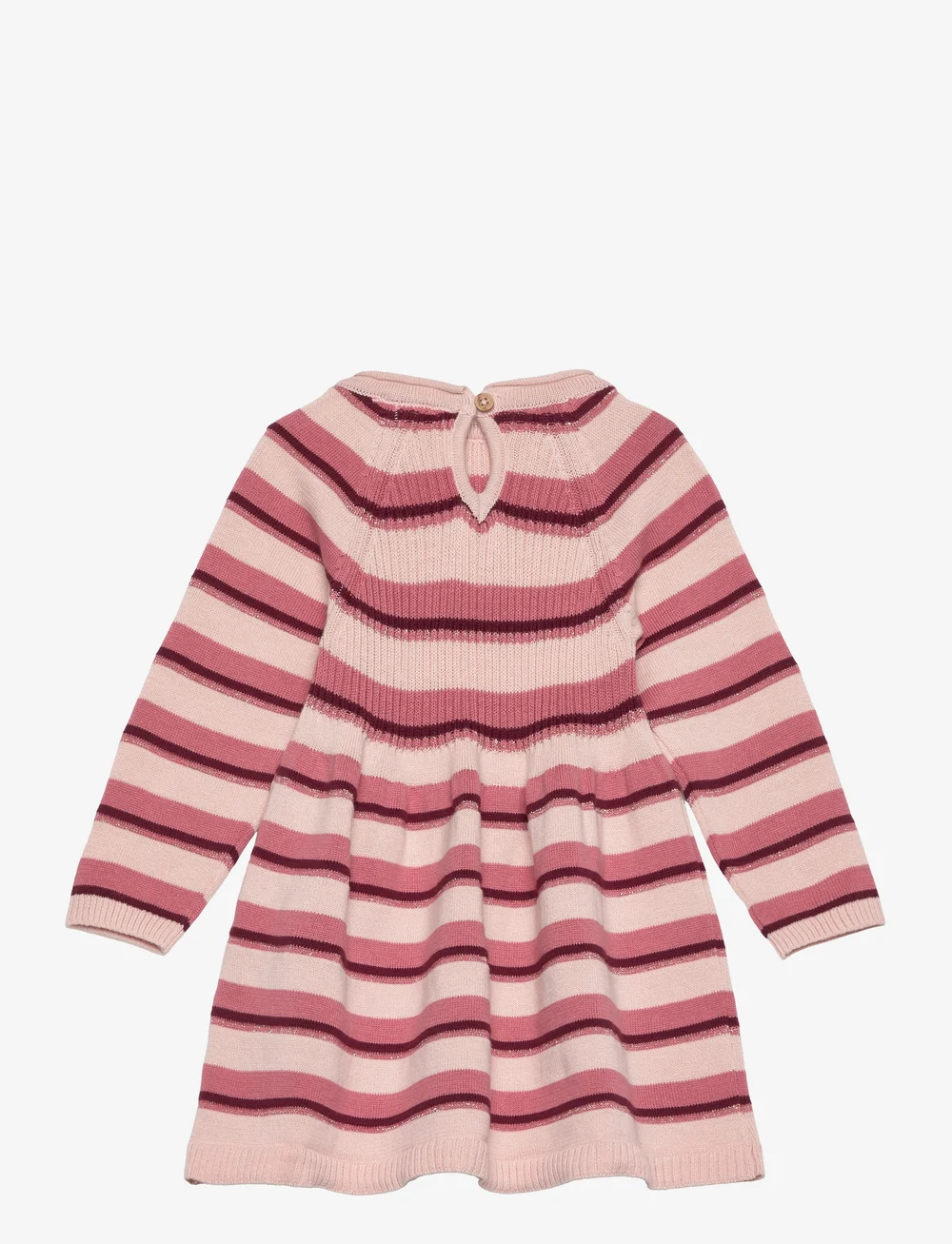 Minymo - Dress LS Y/D Knit - long-sleeved baby dresses - dusty rose - 1