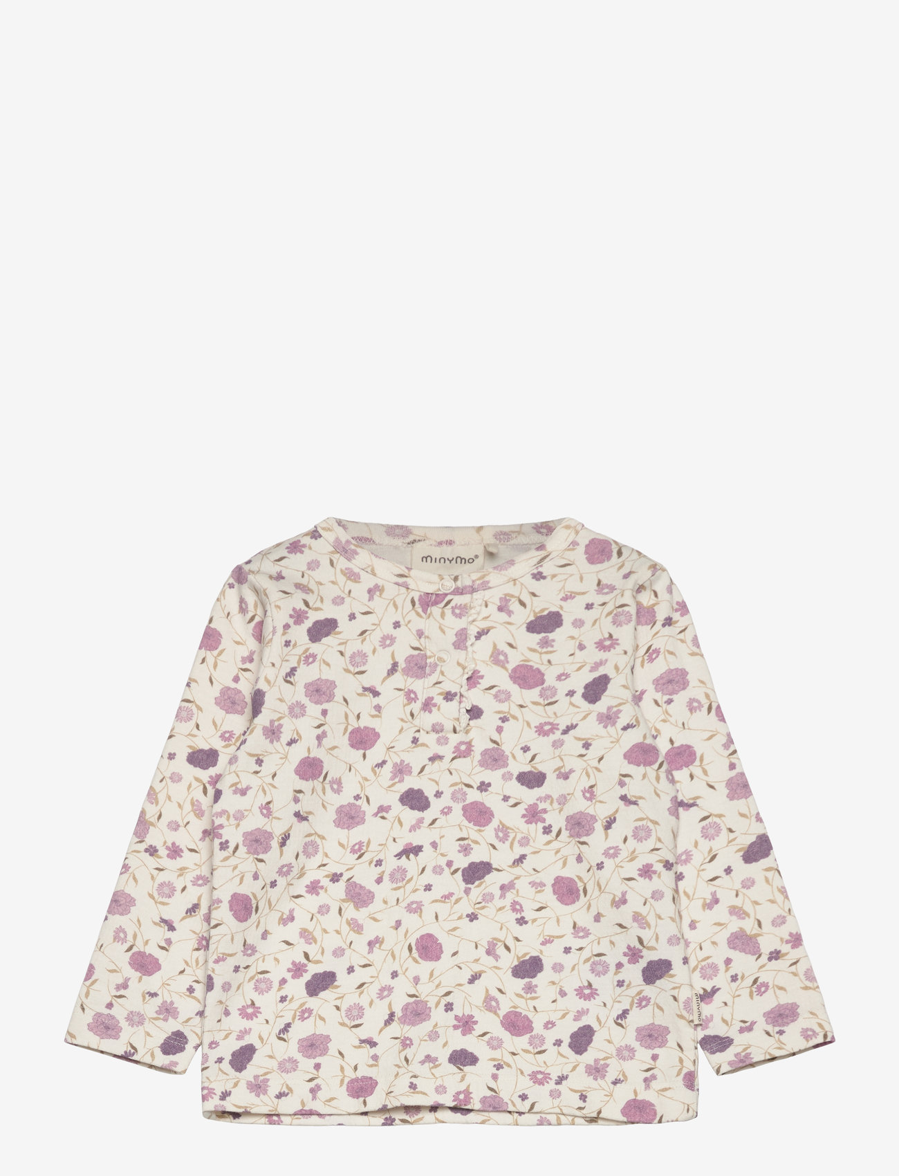 Minymo - T-Shirt LS AOP - eggnog - 0