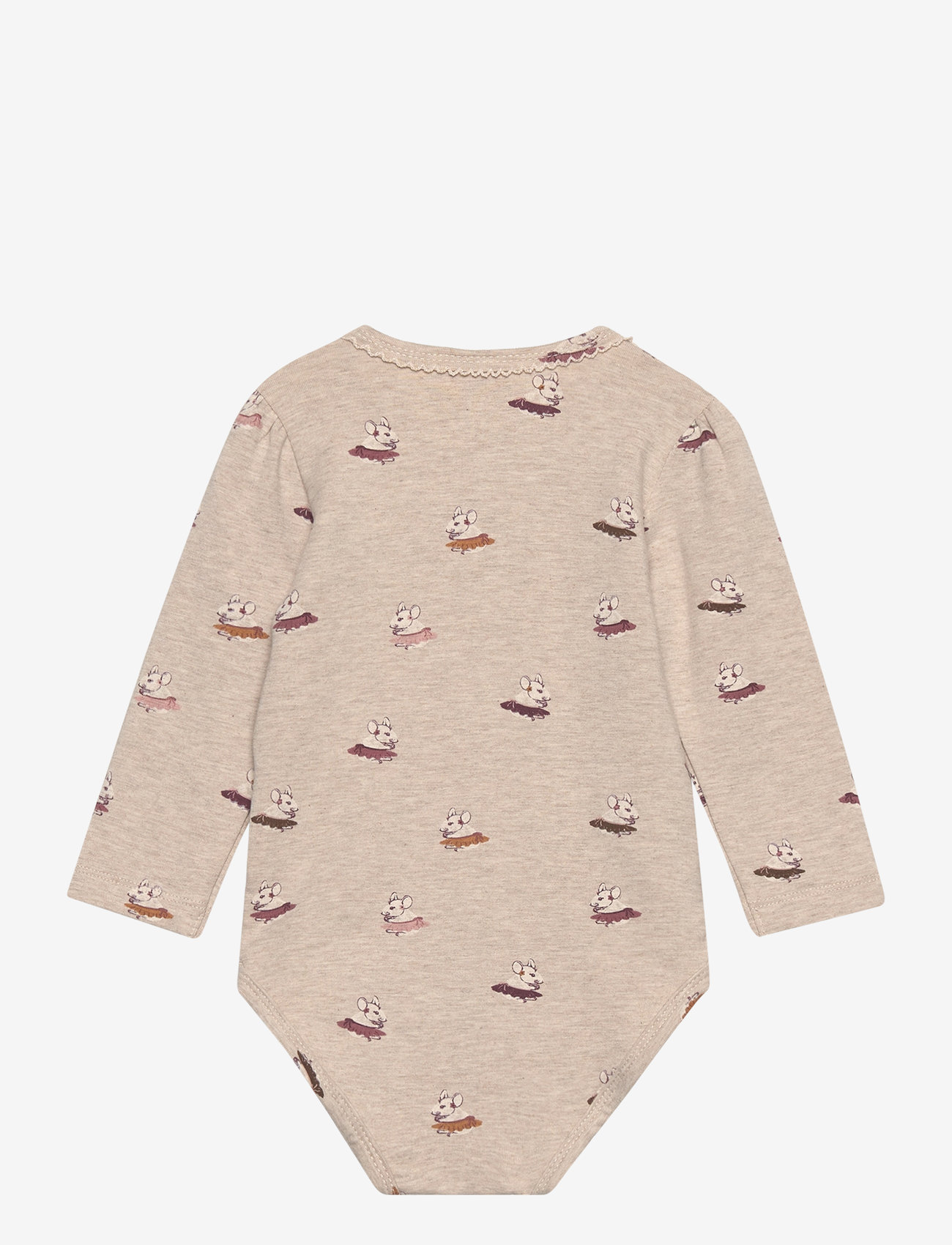 Minymo - Body LS AOP Sweat - beige melange - 1