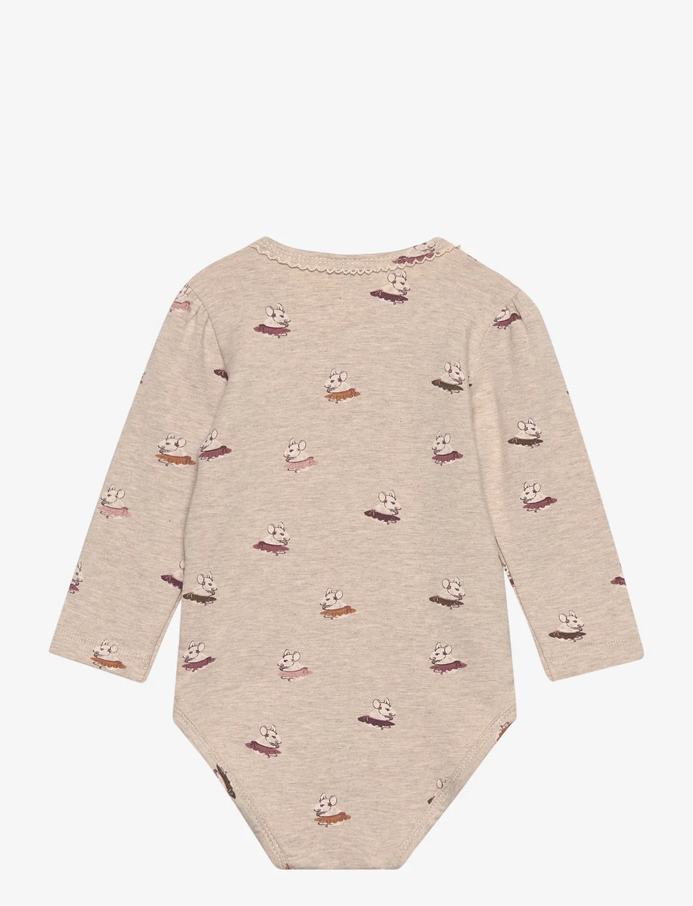 Minymo - Body LS AOP Sweat - langärmelige bodys - beige melange - 1