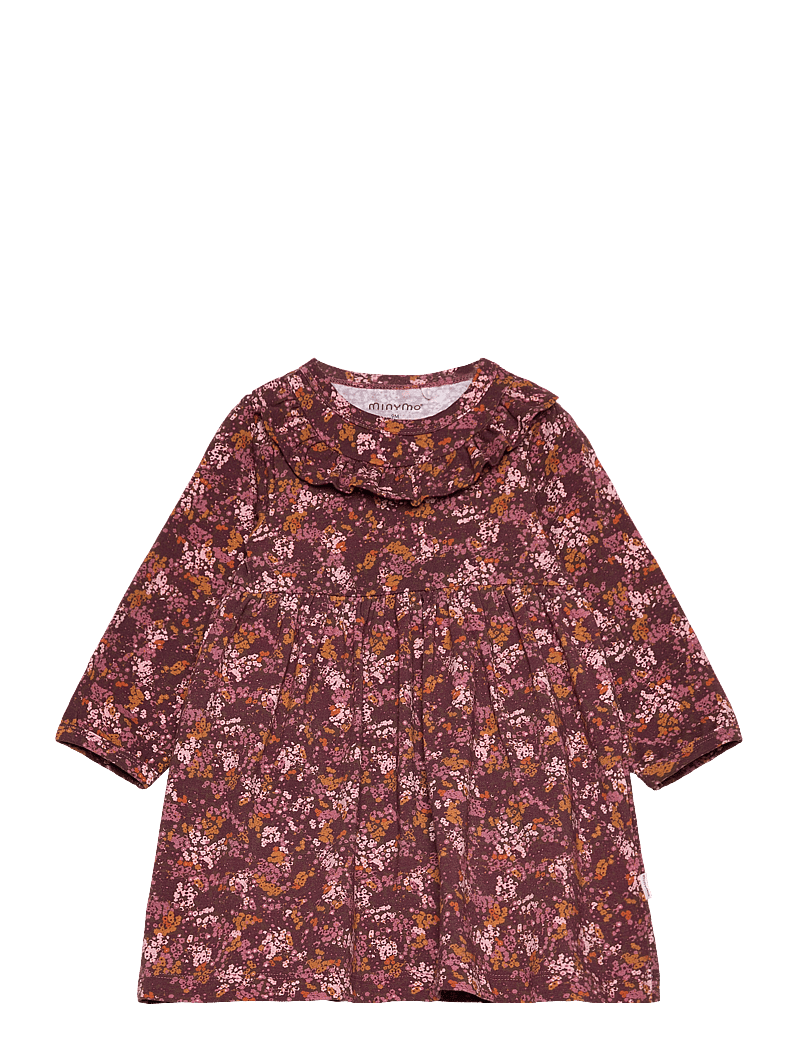 Minymo - Dress LS AOP - langärmelige babykleider - carafe - 0