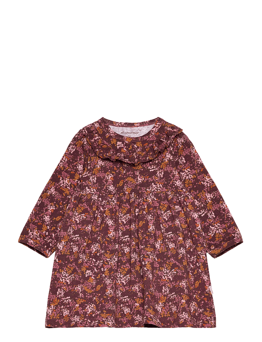 Minymo - Dress LS AOP - langärmelige babykleider - carafe - 0