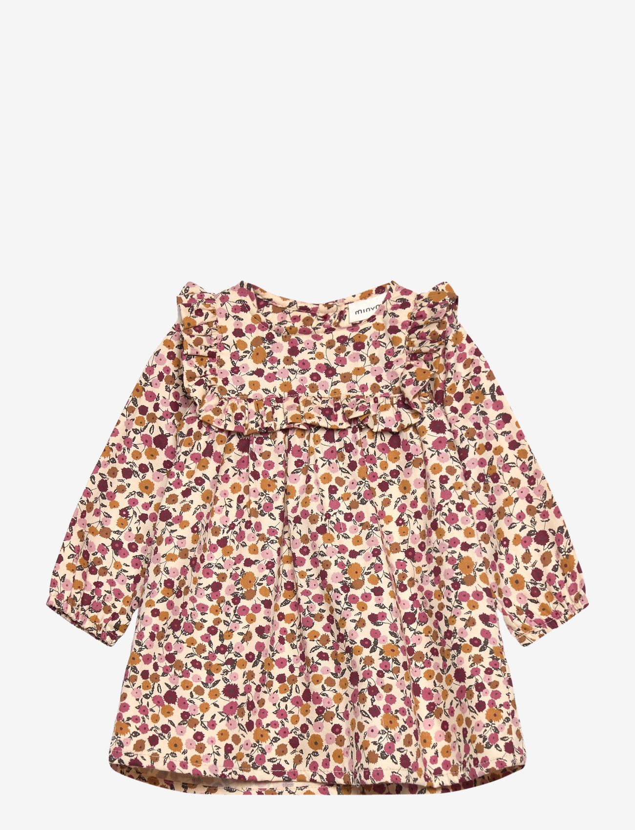 Minymo - Dress LS AOP w. Lining - eggnog - 0