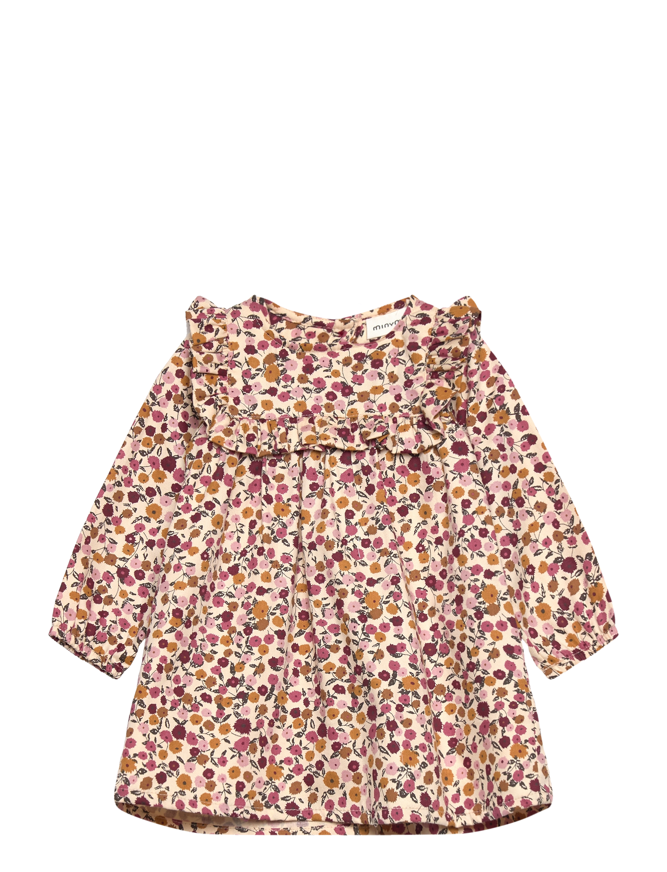 Minymo - Dress LS AOP w. Lining - eggnog - 0