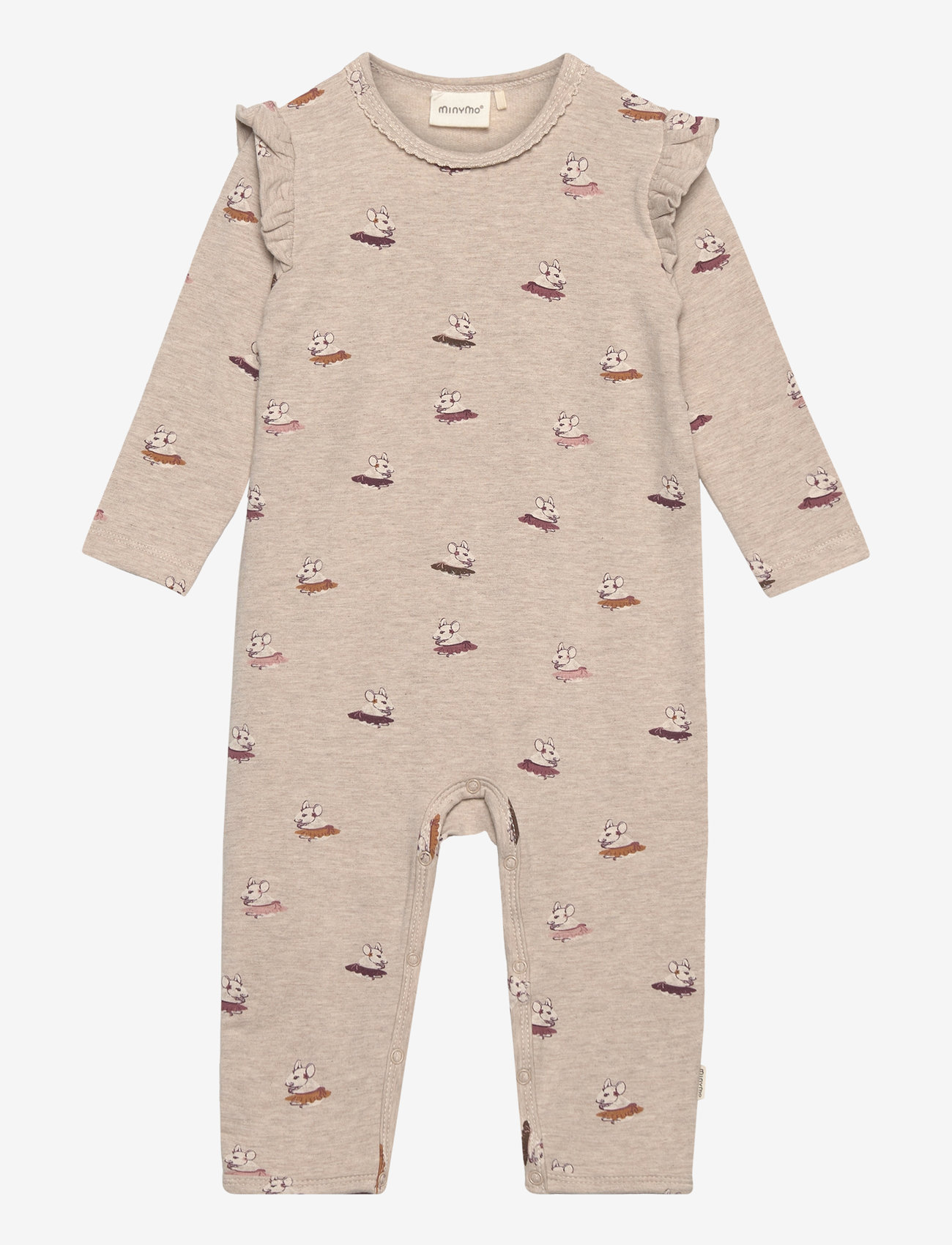 Minymo - Suit LS AOP Sweat - beige melange - 0