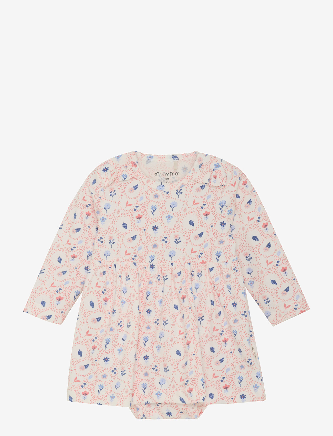 Minymo - Dress LS AOP - langærmede babykjoler - marshmallow white - 0