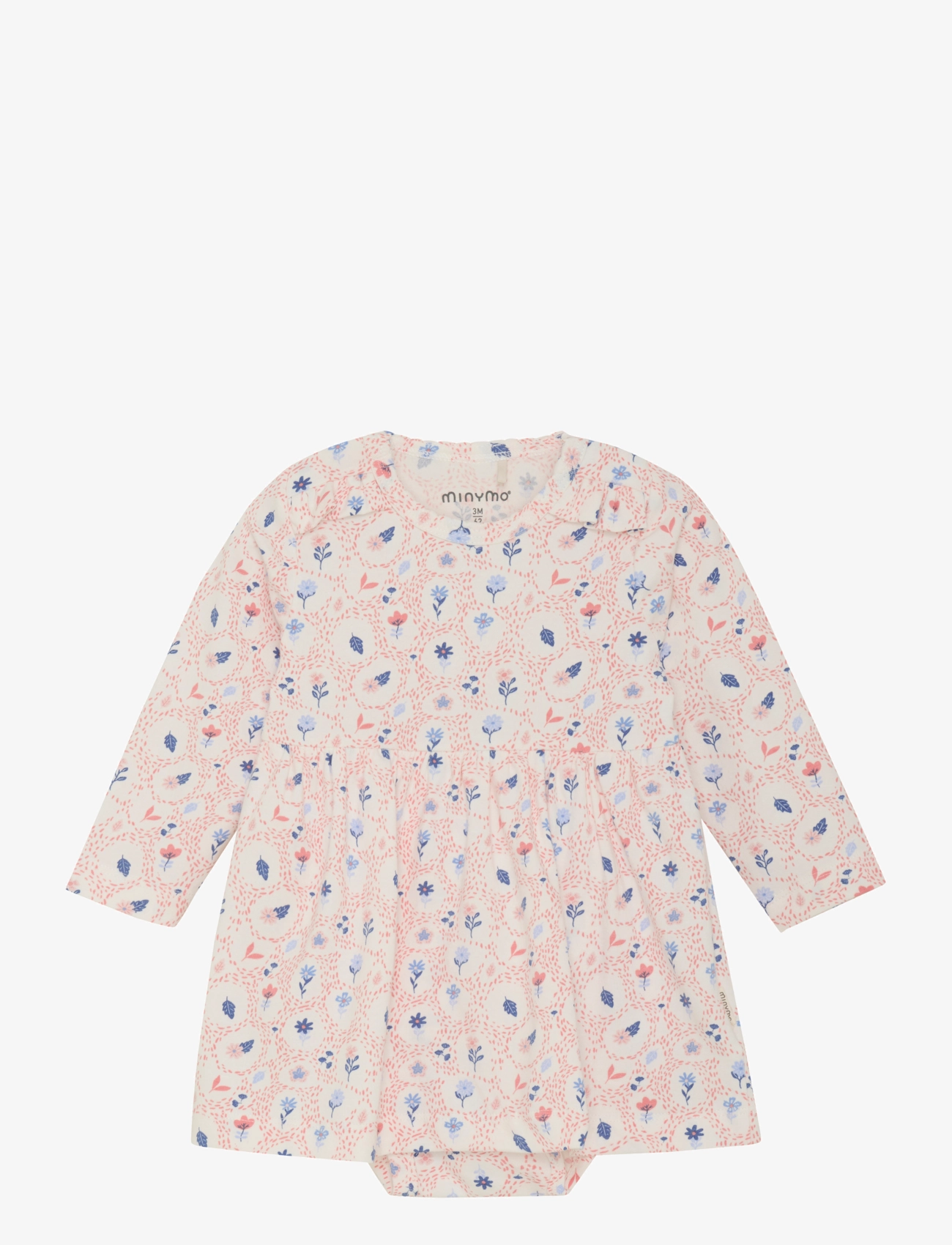 Minymo Dress LS AOP - Riided - MARSHMALLOW WHITE / multi