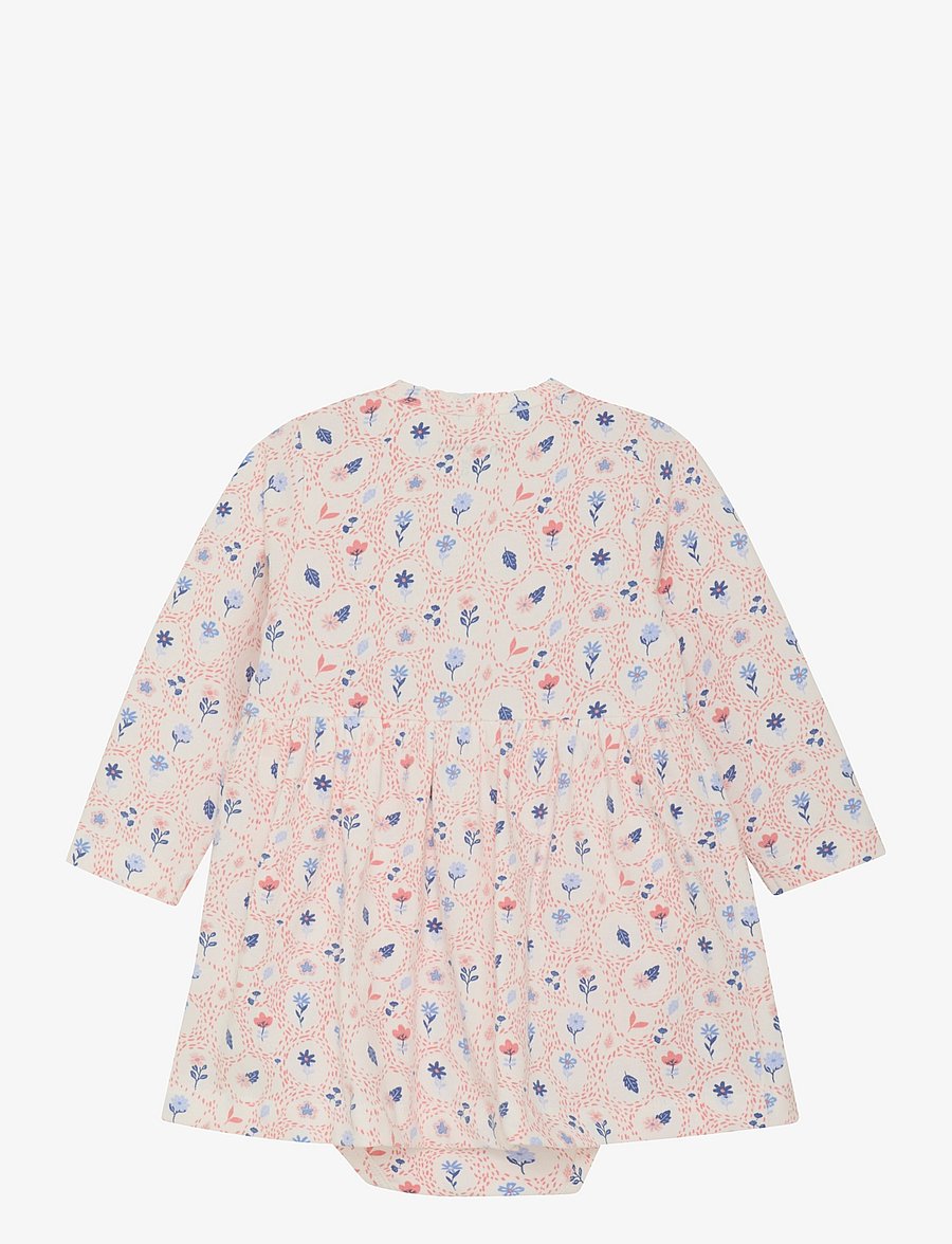 Minymo - Dress LS AOP - kūdikių suknelės ilgomis rankovėmis - marshmallow white - 1