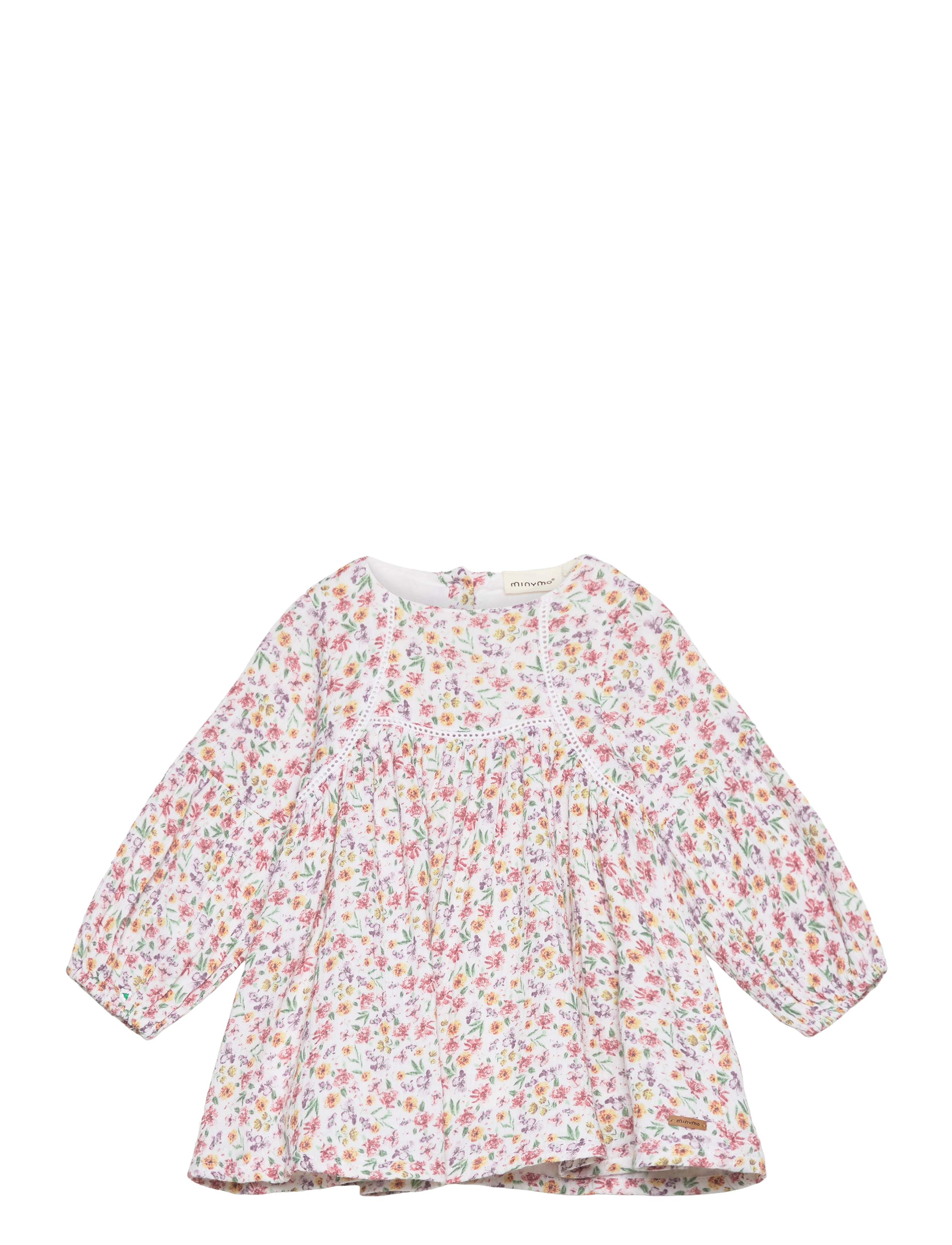 Minymo Dress LS AOP - Kjoler & Nederdele - MARSHMALLOW WHITE / white