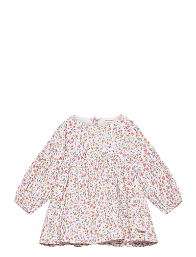 Minymo Dress LS AOP - Baby 0 bis 2 Jahren - MARSHMALLOW WHITE / white