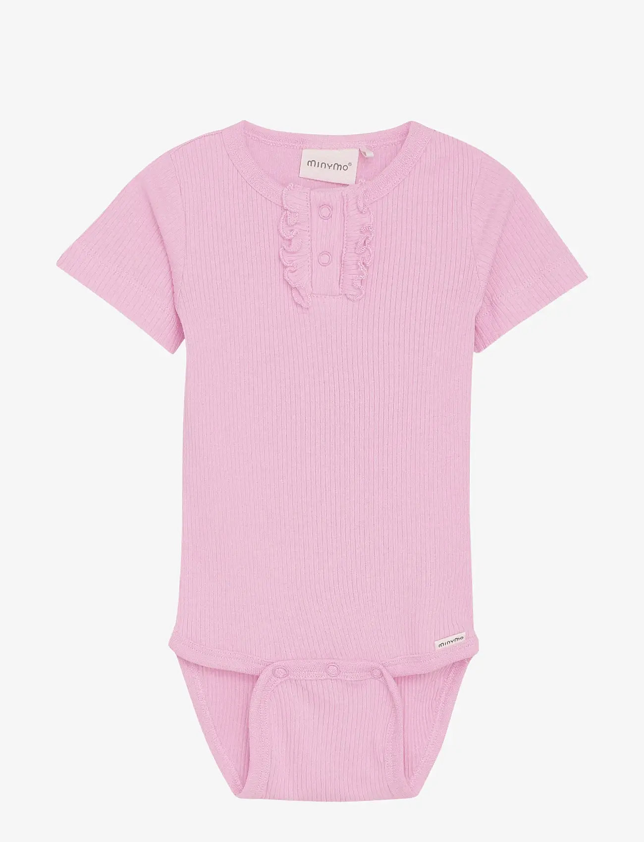 Minymo - Body SS Rib - kortärmade bodies - light rose - 0