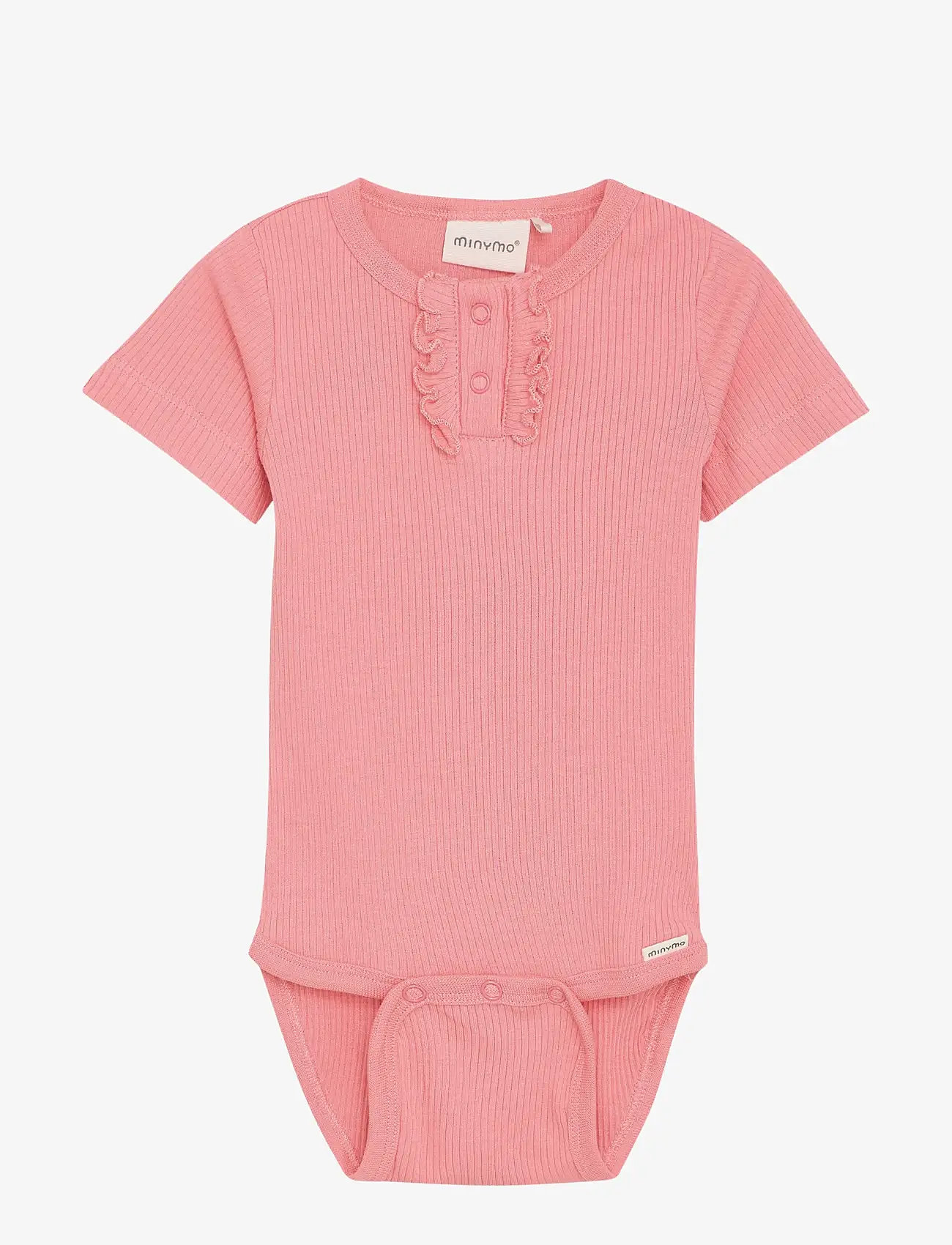 Minymo - Body SS Rib - kortærmede bodyer - strawberry pink - 0