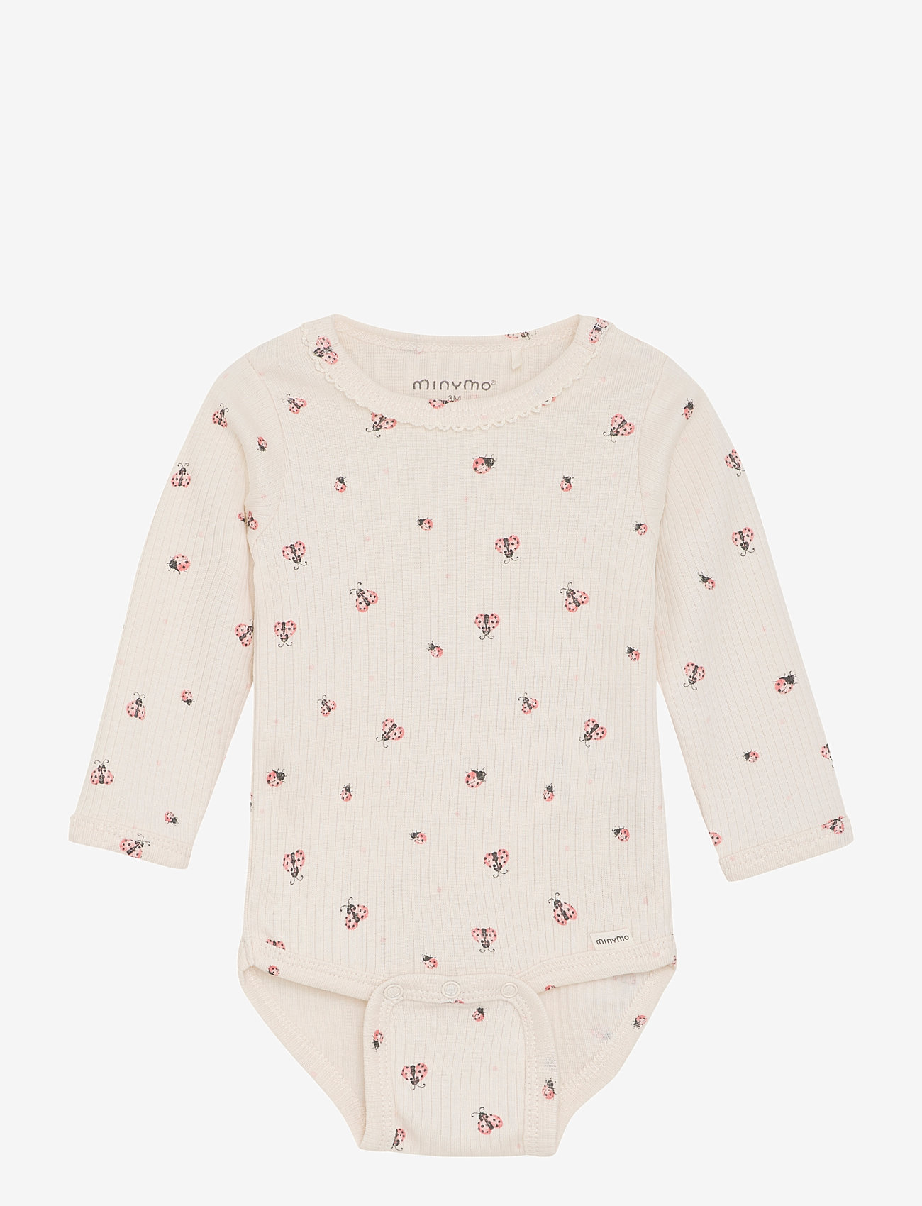 Minymo - Body LS AOP Rib - long-sleeved - white swan - 0