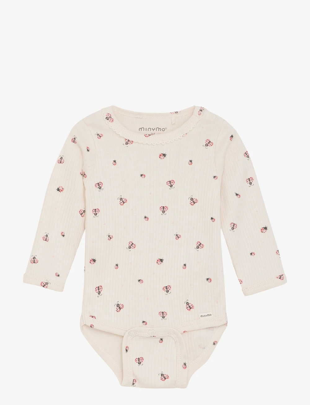 Minymo - Body LS AOP Rib - langärmelig - white swan - 0