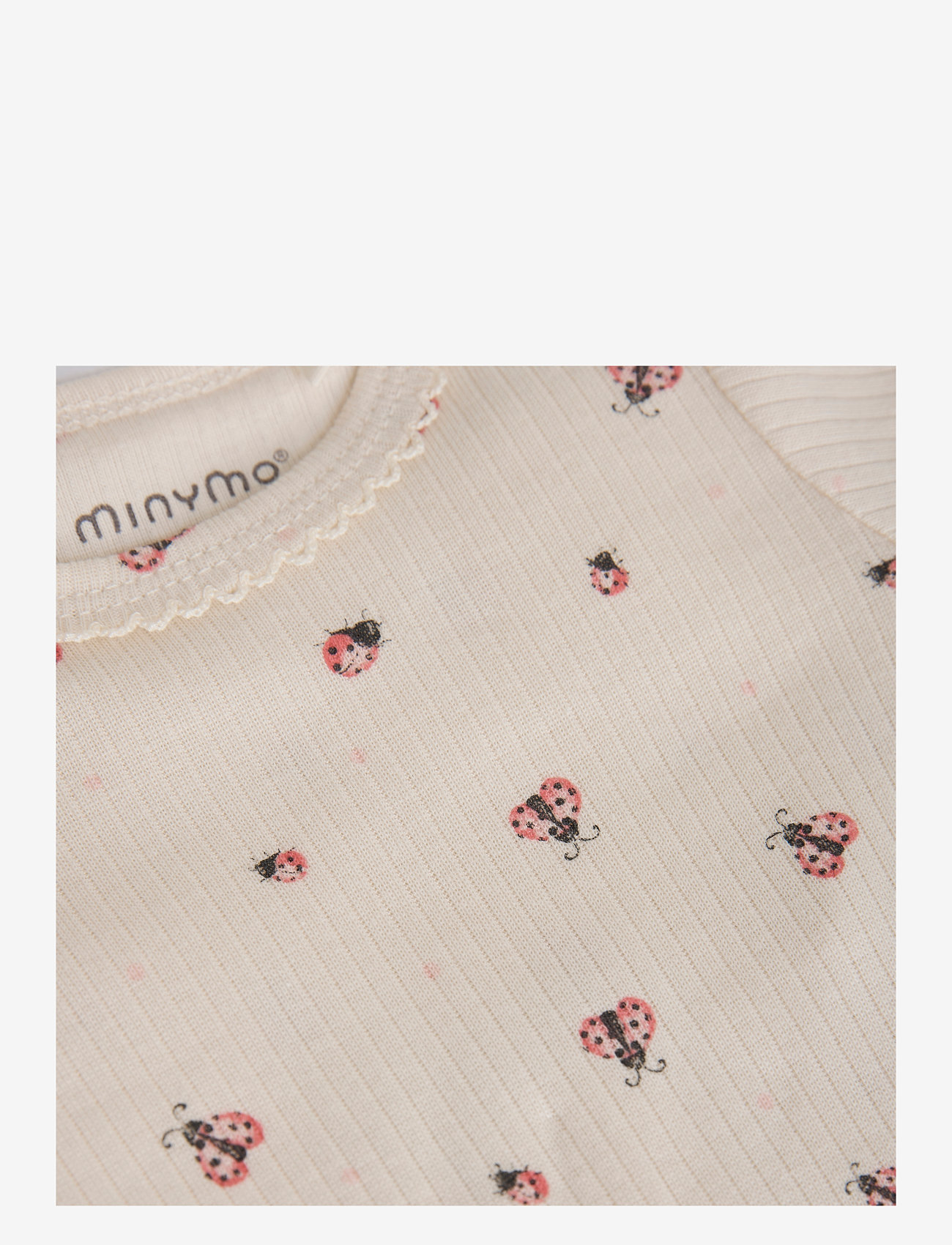 Minymo - Body LS AOP Rib - long-sleeved - white swan - 2