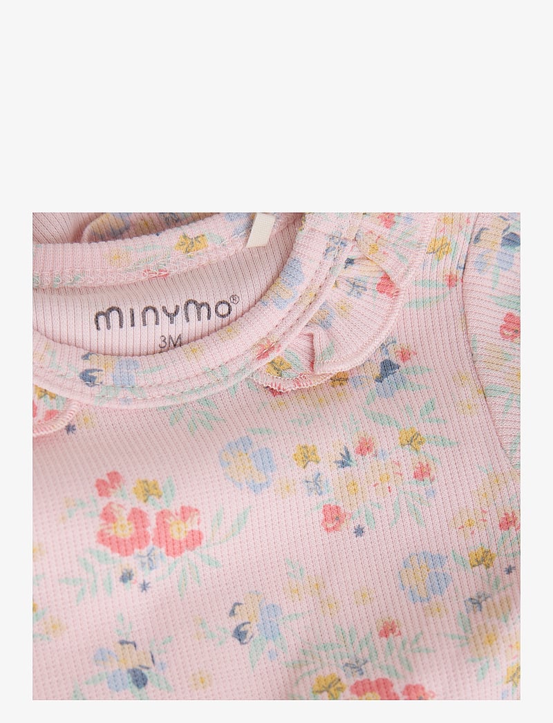 Minymo - Body SS AOP Rib - short-sleeved bodies - rosen quartz - 3