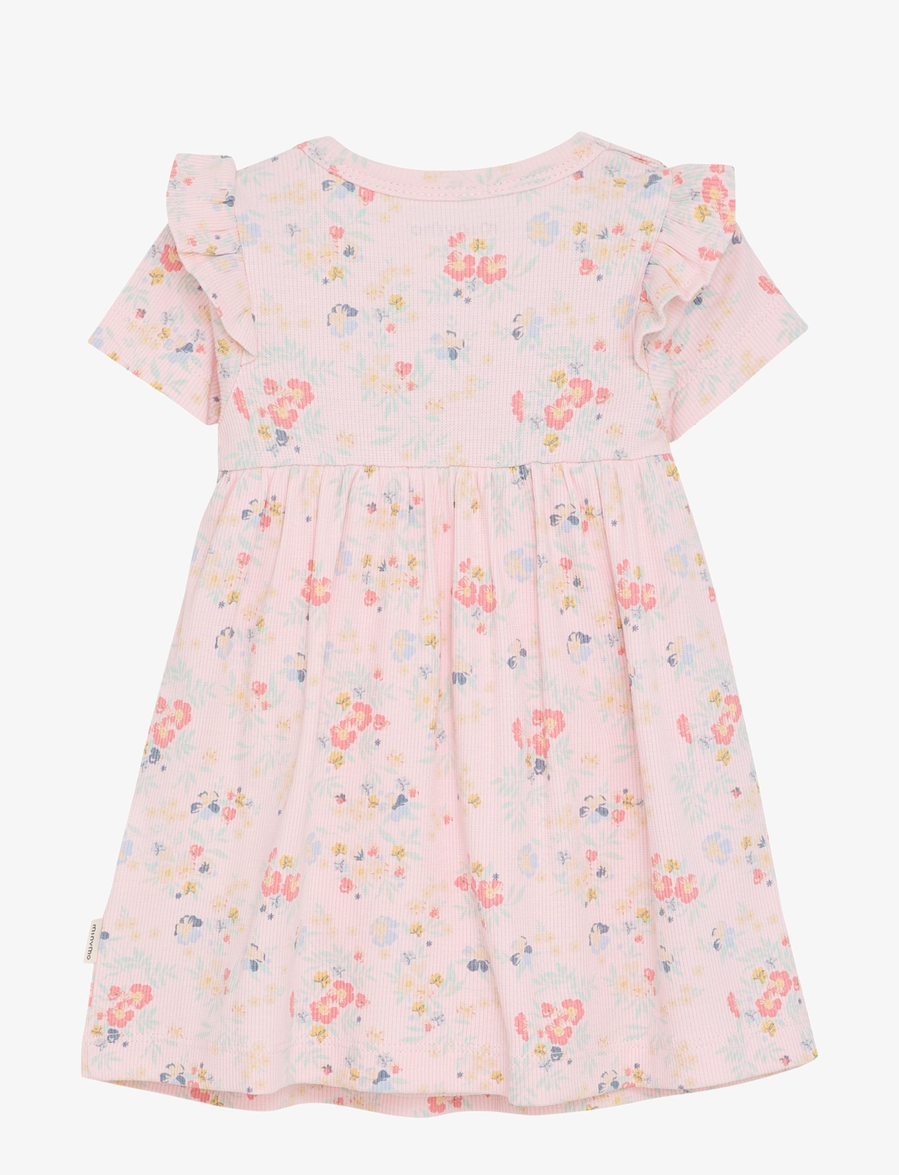 Minymo - Dress SS AOP Rib - rosen quartz - 1