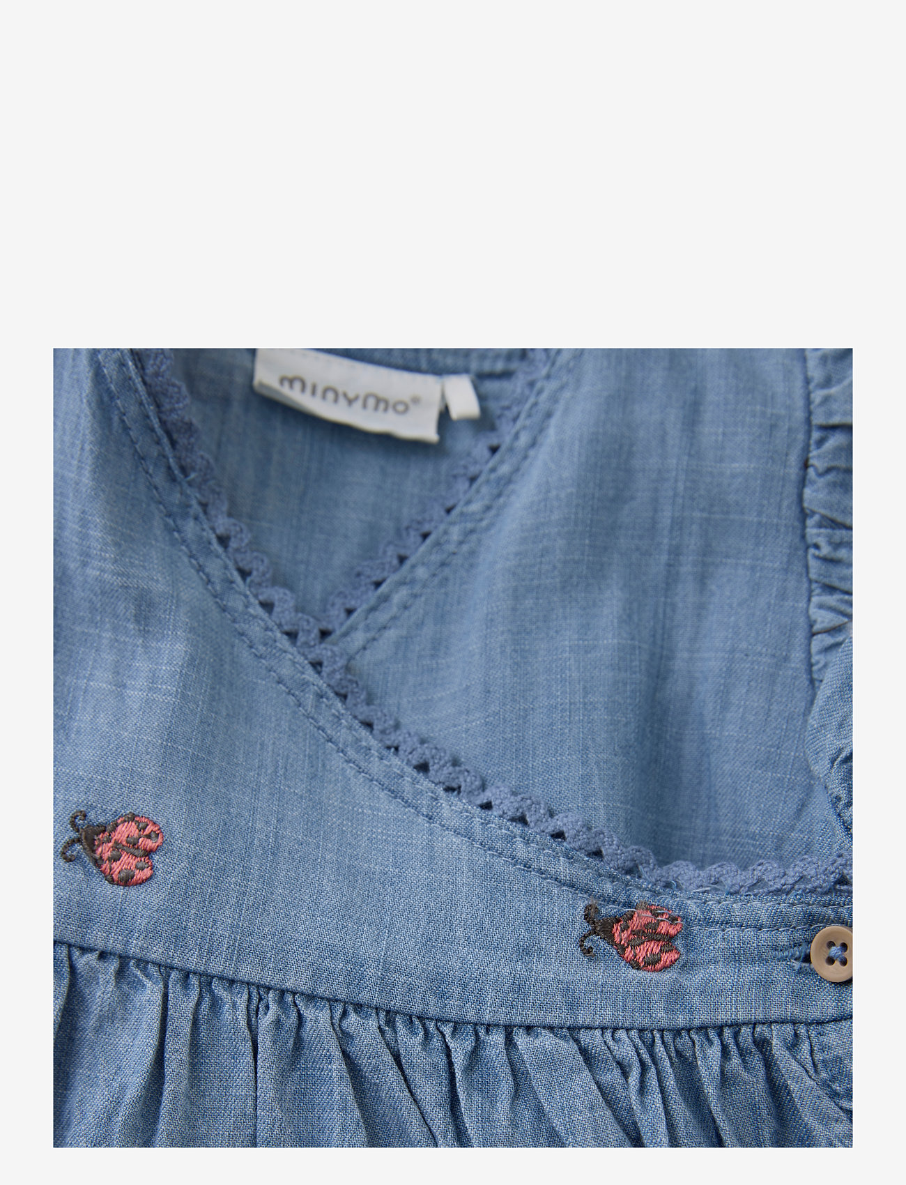 Minymo - Dress SS Emb. Chambray - faded denim - 3