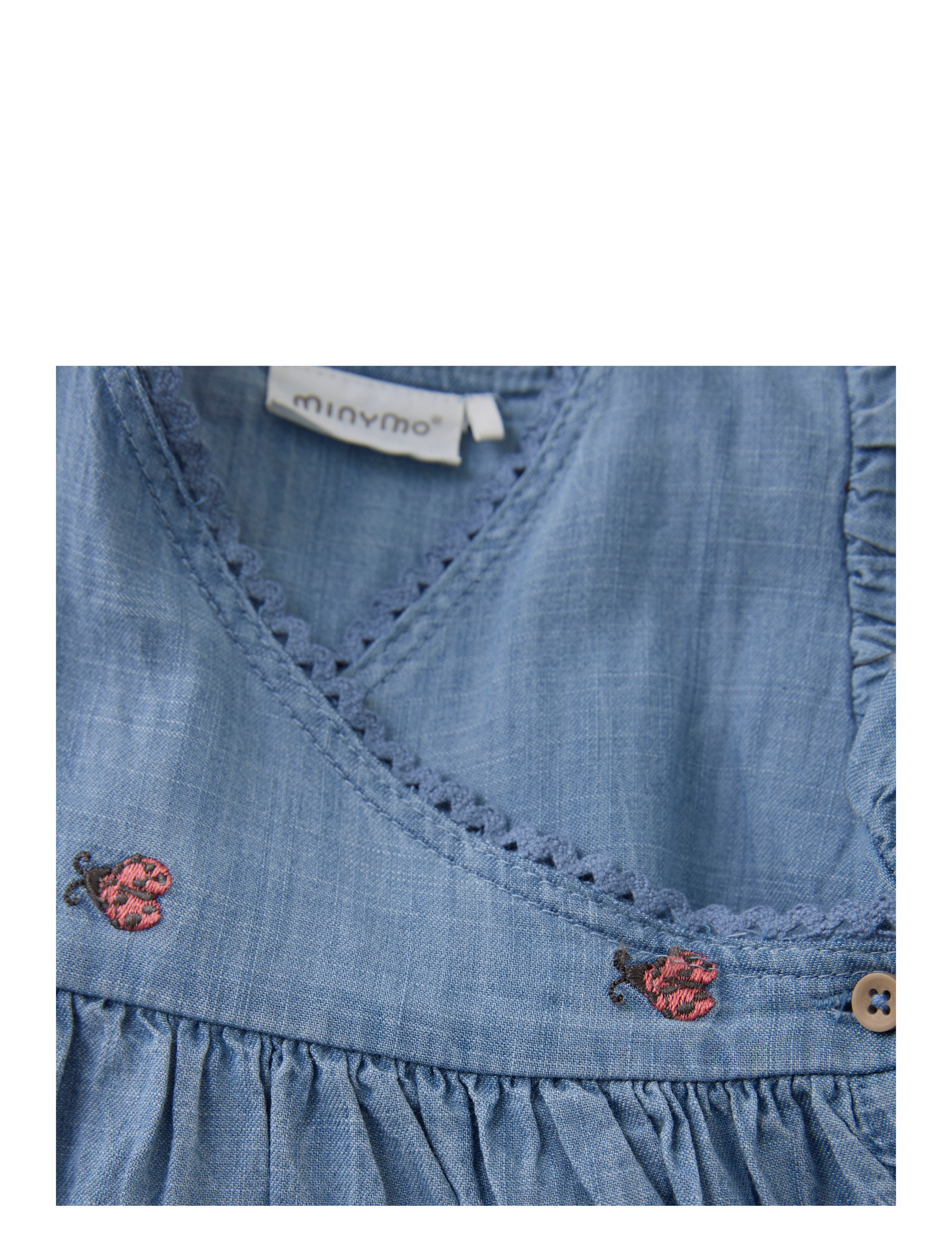 Minymo - Dress SS Emb. Chambray - faded denim - 3
