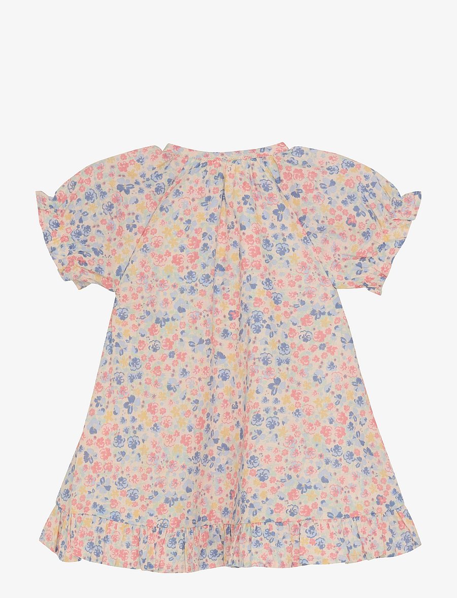 Minymo - Dress SS AOP w. Lining - kurzärmelige babykleider - skyway - 1