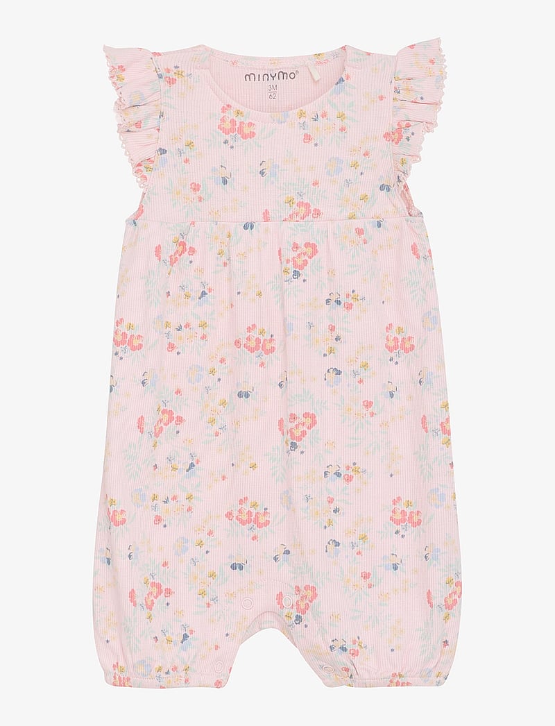 Minymo - Suit SS AOP Rib - kurzärmelig - rosen quartz - 0