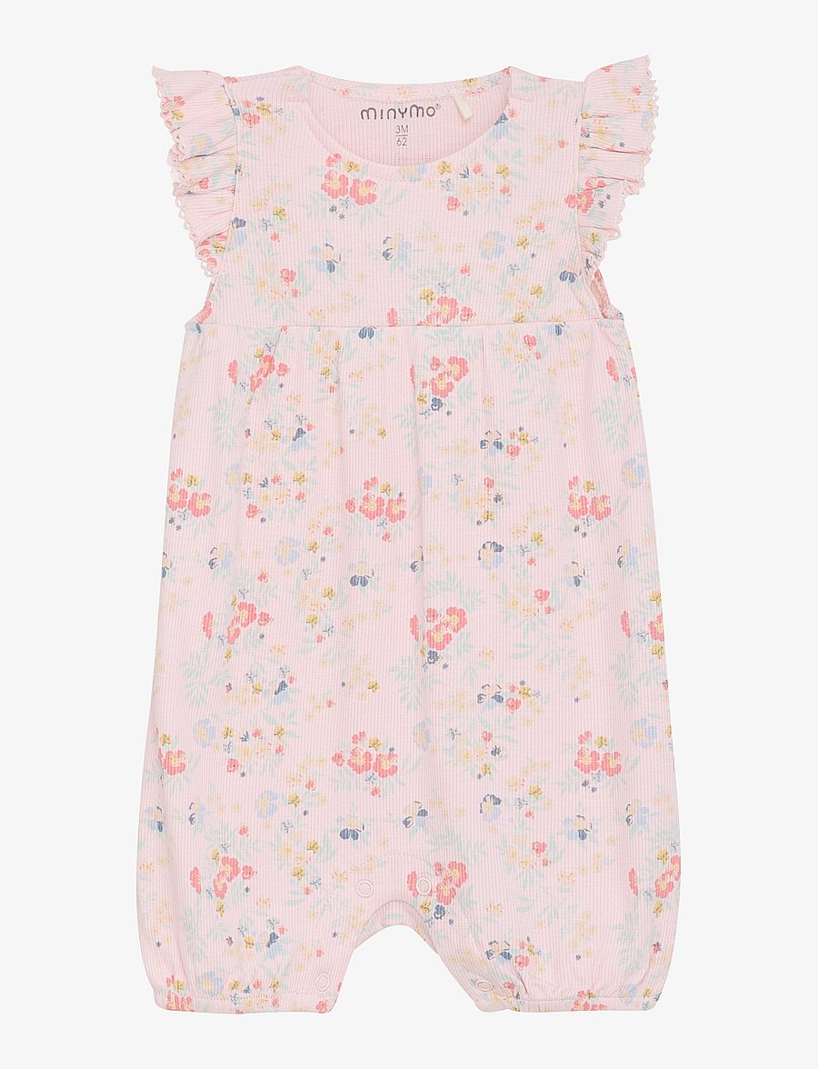 Minymo - Suit SS AOP Rib - kurzärmelig - rosen quartz - 0