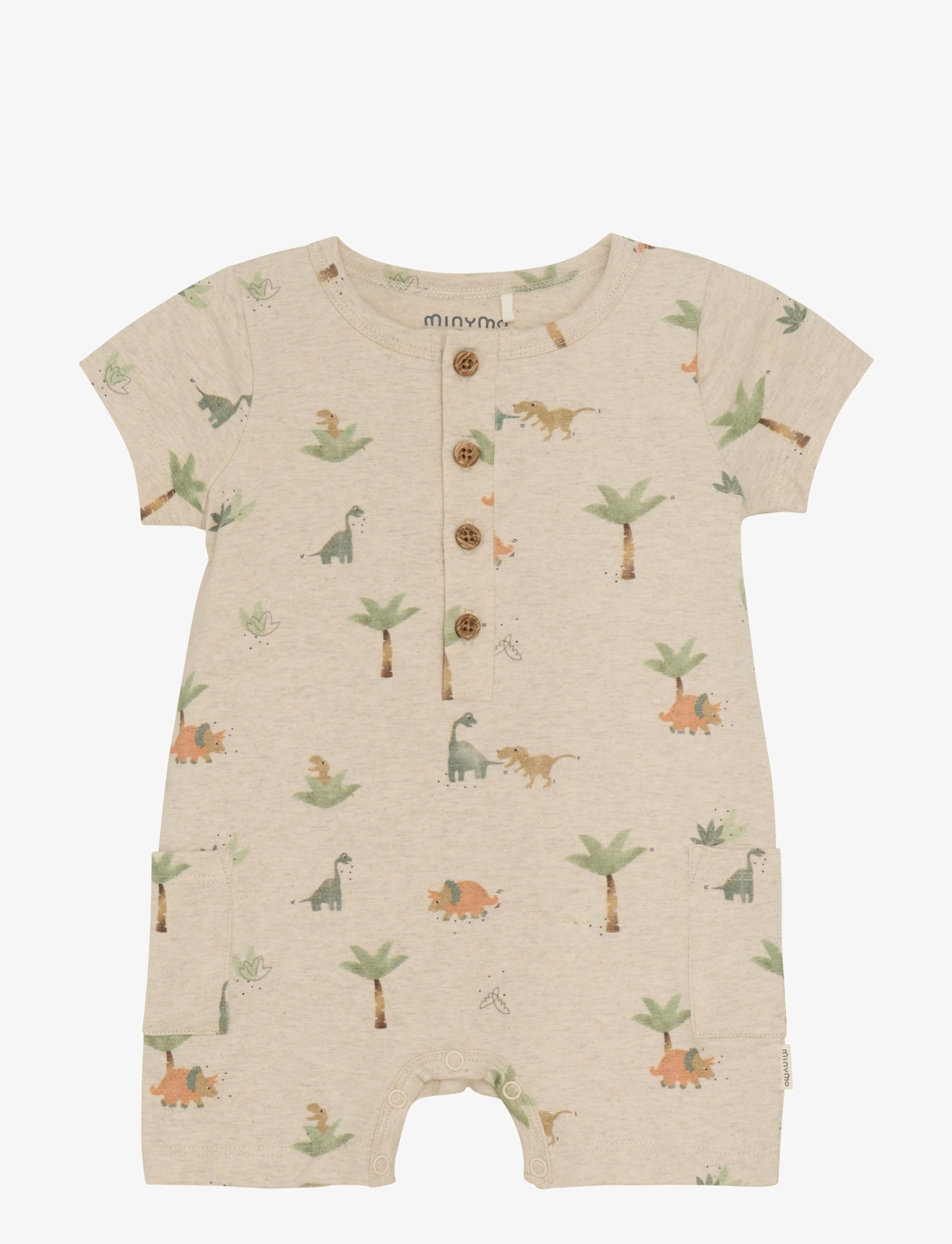 Minymo Suit SS AOP - Strampler - LIGHT BEIGE MELANGE / beige